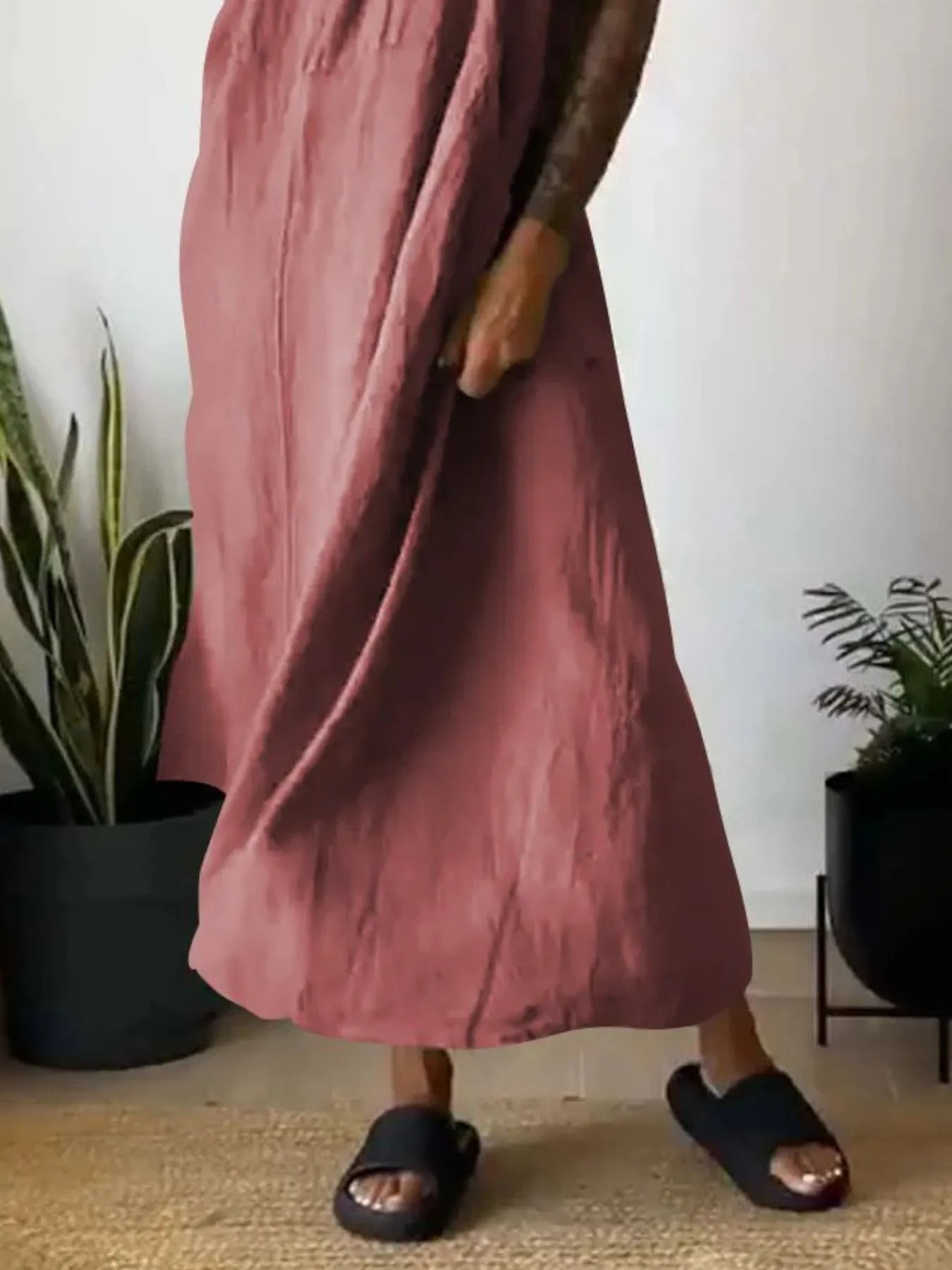 Full Size Ruched Cami Maxi Dress with Pockets Plus Size - MAD RUFFI