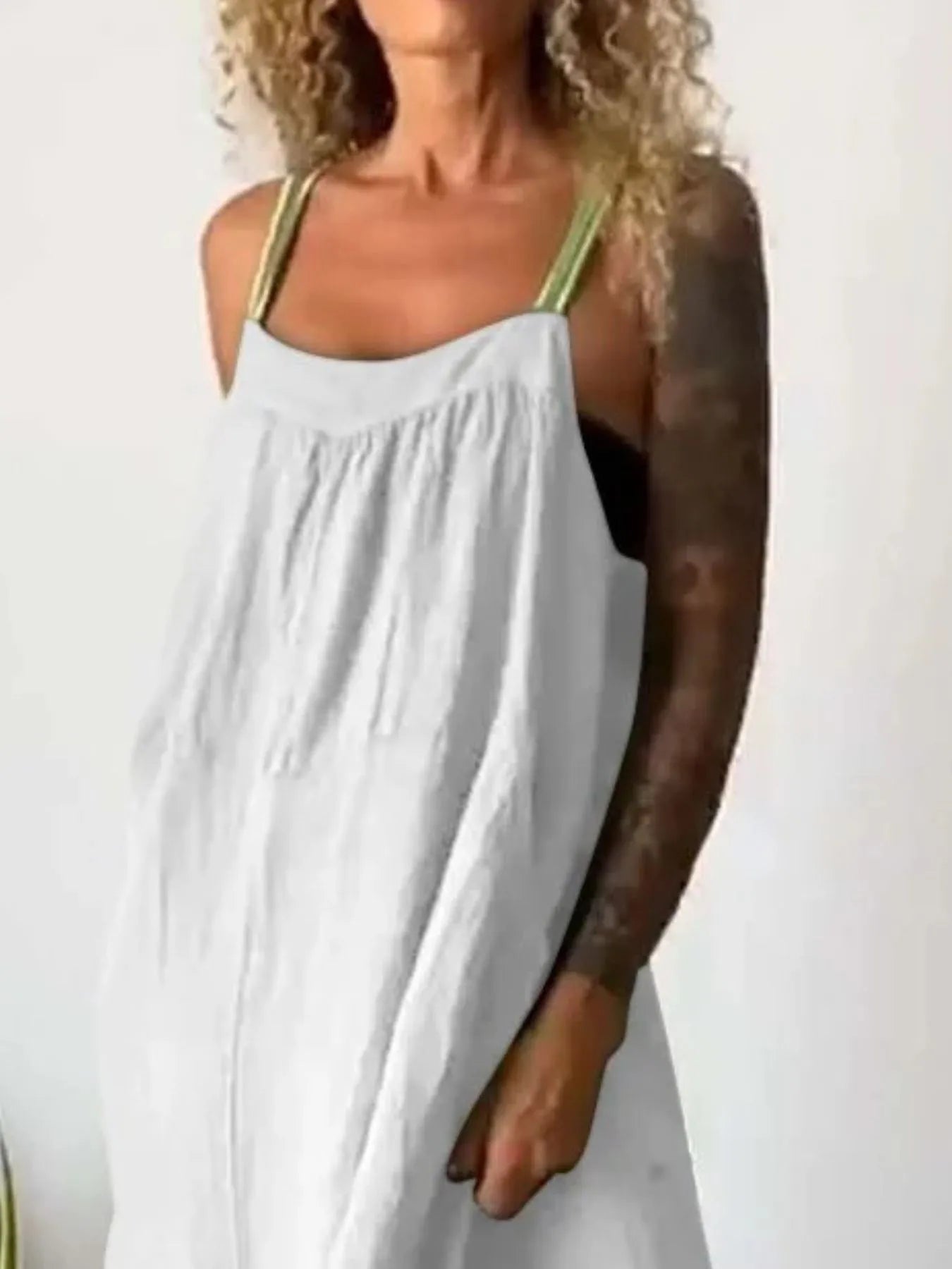 Full Size Ruched Cami Maxi Dress with Pockets Plus Size - MAD RUFFI