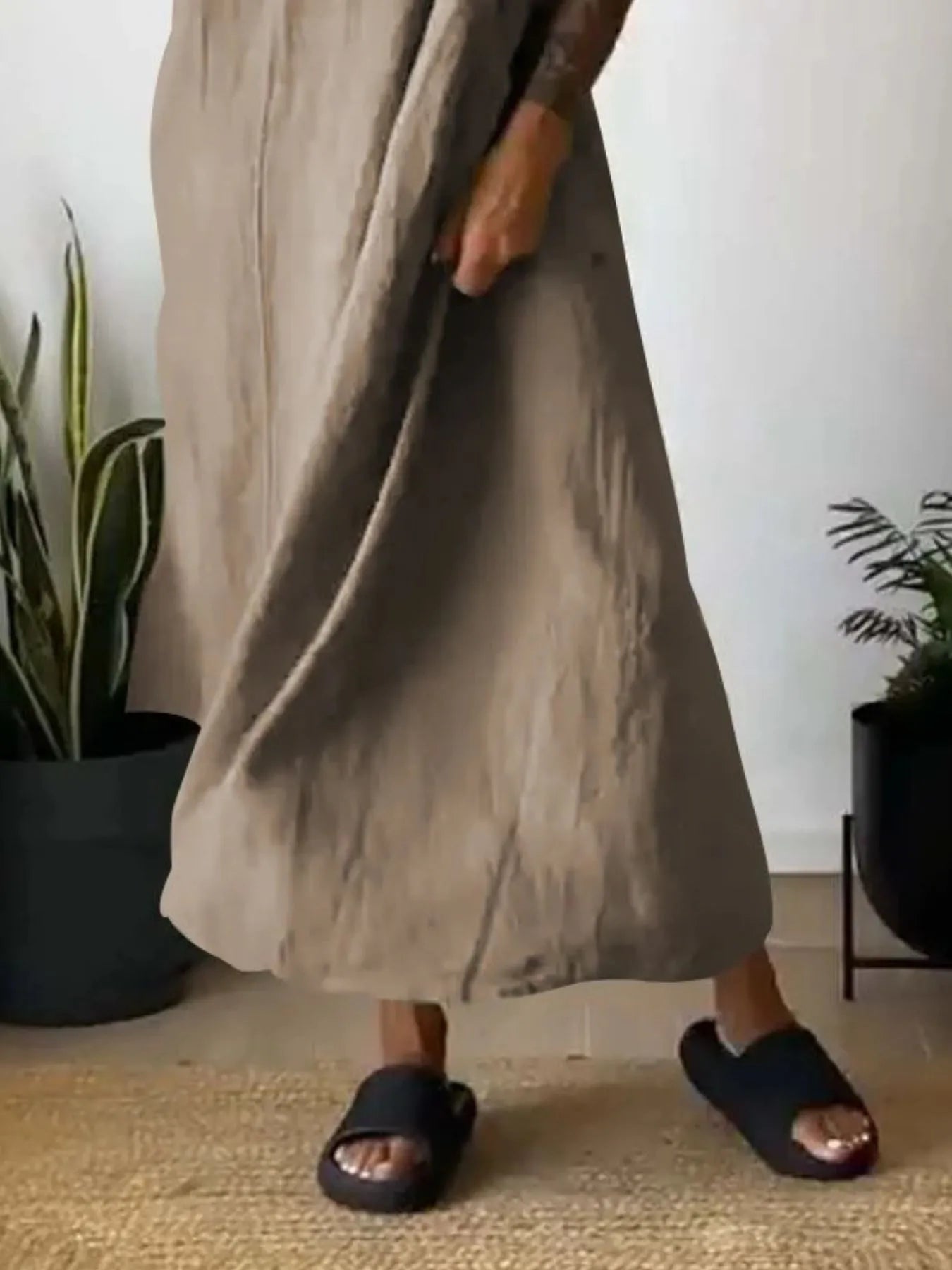 Full Size Ruched Cami Maxi Dress with Pockets Plus Size - MAD RUFFI