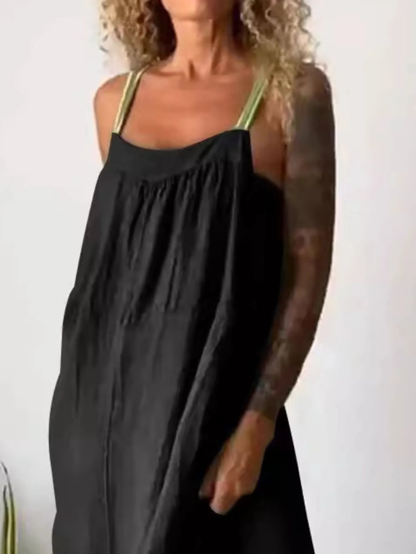 Full Size Ruched Cami Maxi Dress with Pockets Plus Size - MAD RUFFI