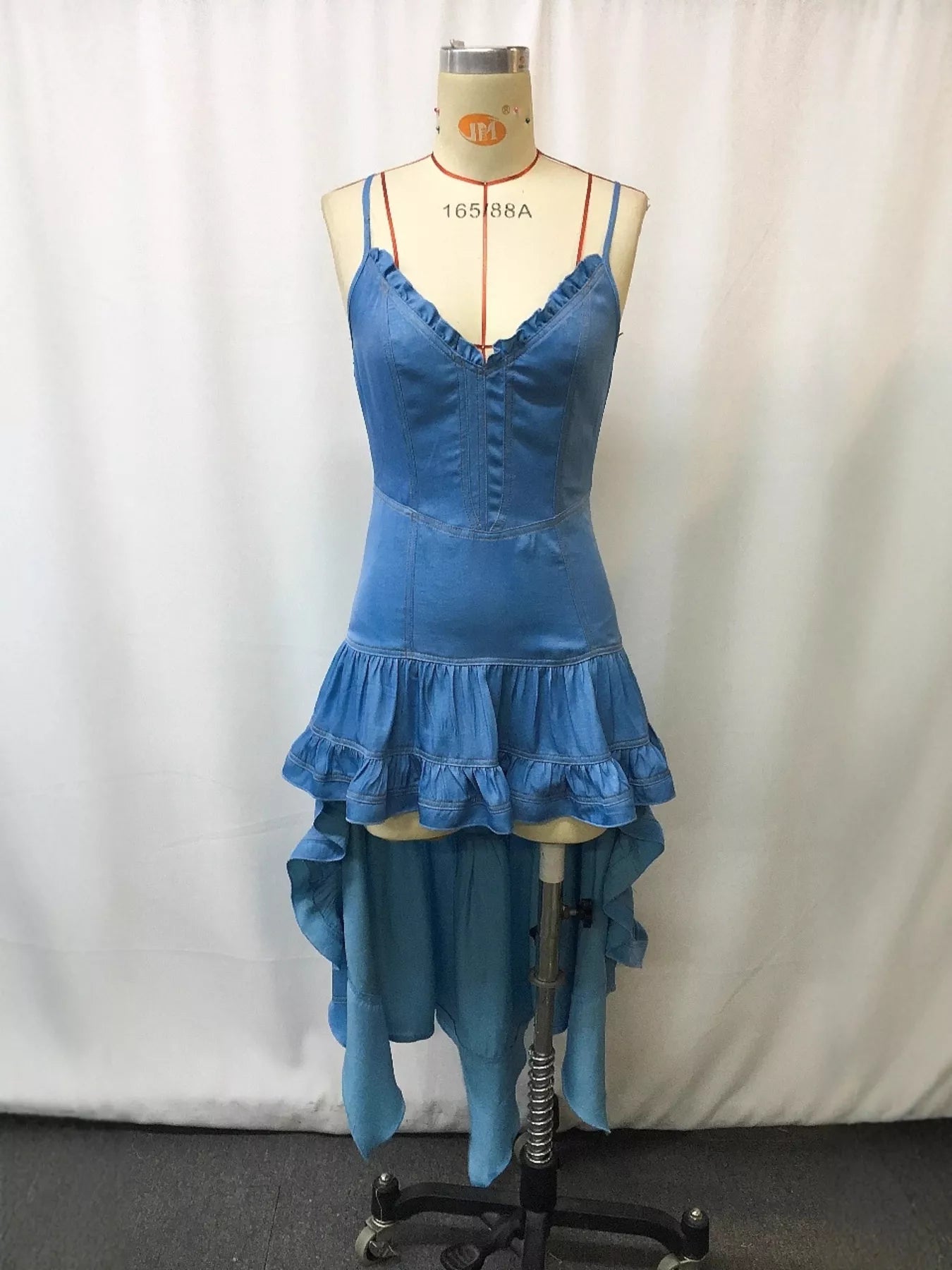 Full Size Ruffle Hem High - Low Cami Dress Plus Size - MAD RUFFI