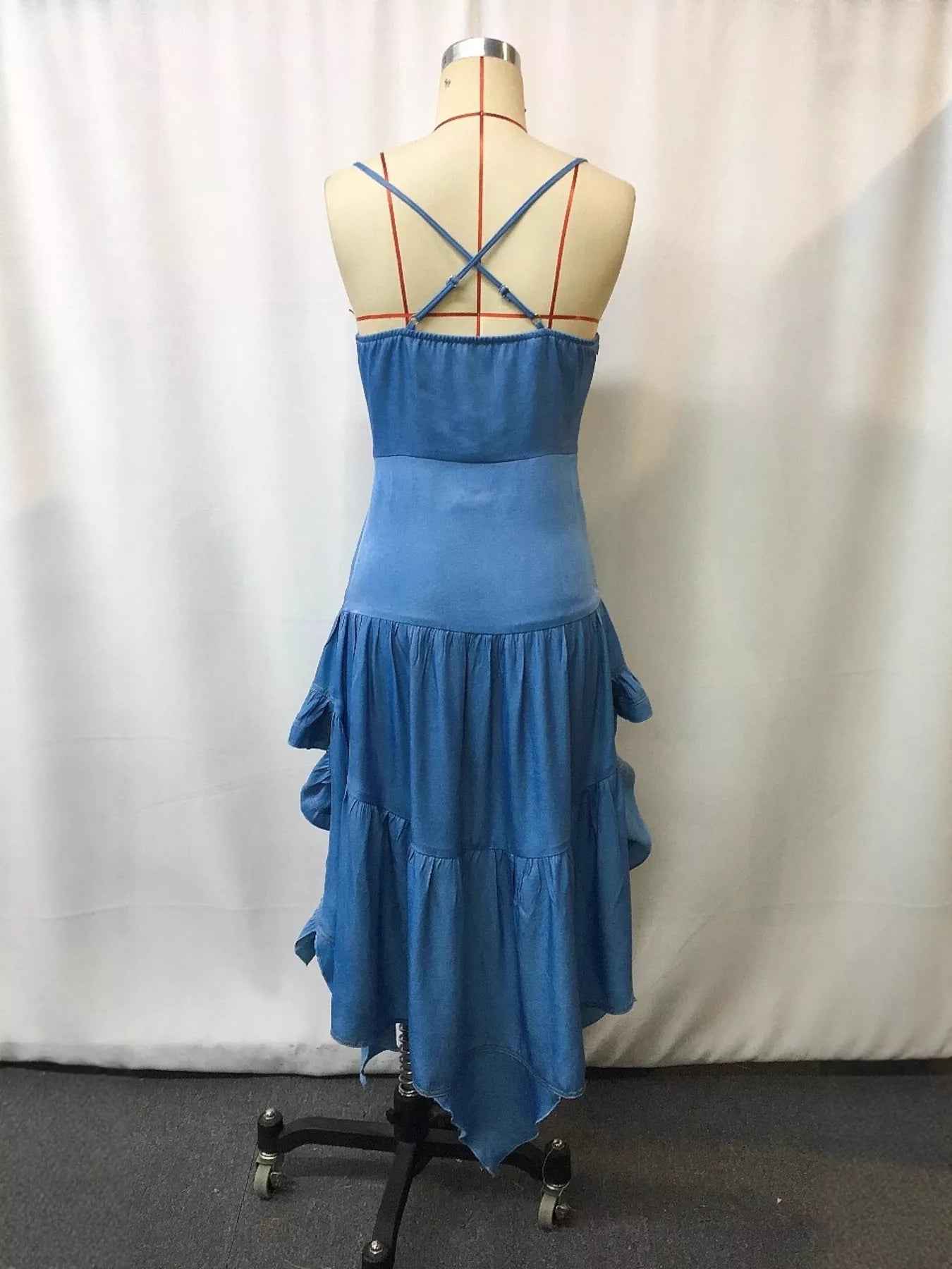 Full Size Ruffle Hem High - Low Cami Dress Plus Size - MAD RUFFI