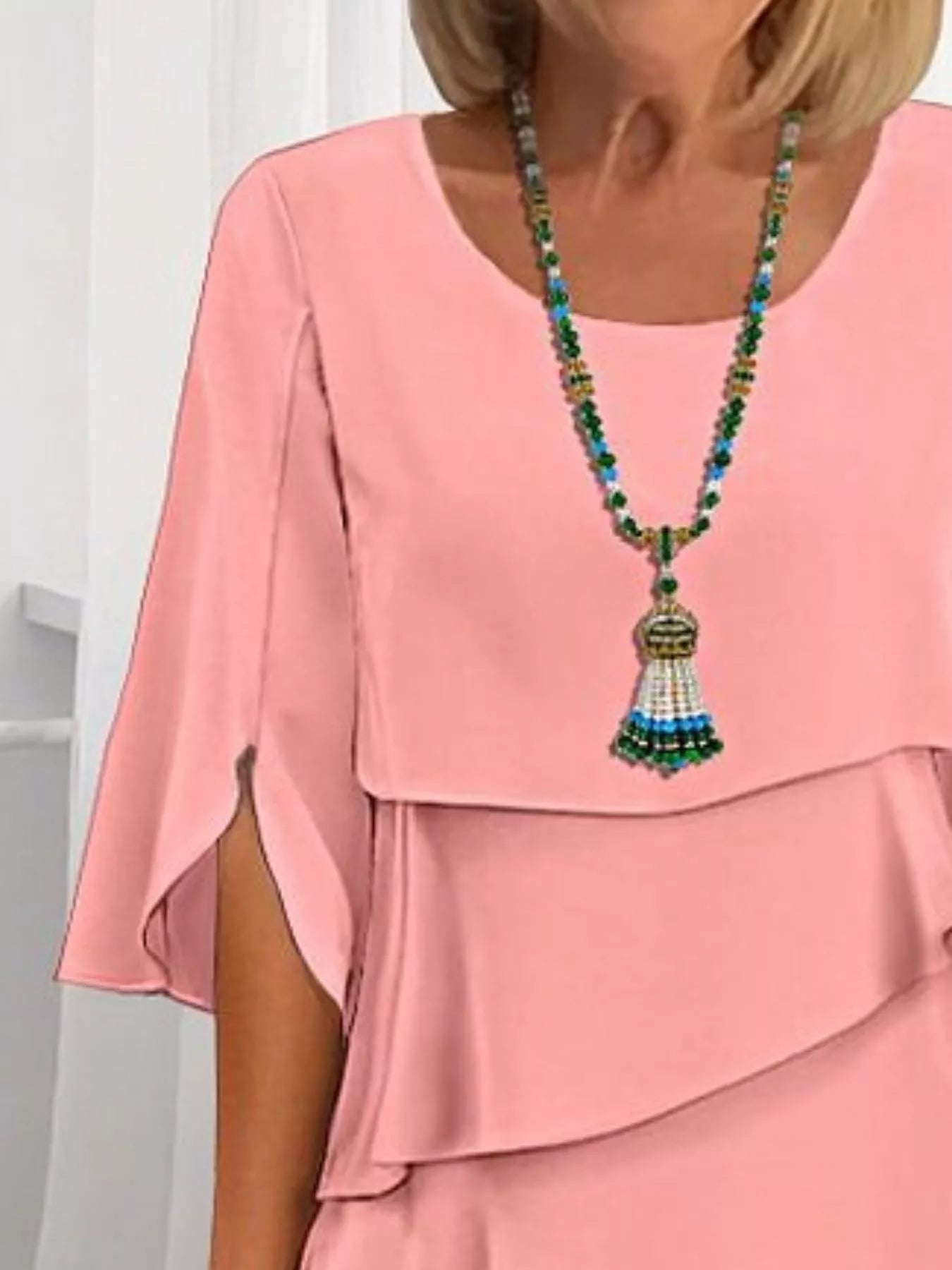 Full Size Ruffled Layered Flutter Sleeve Dress Plus Size - MAD RUFFI