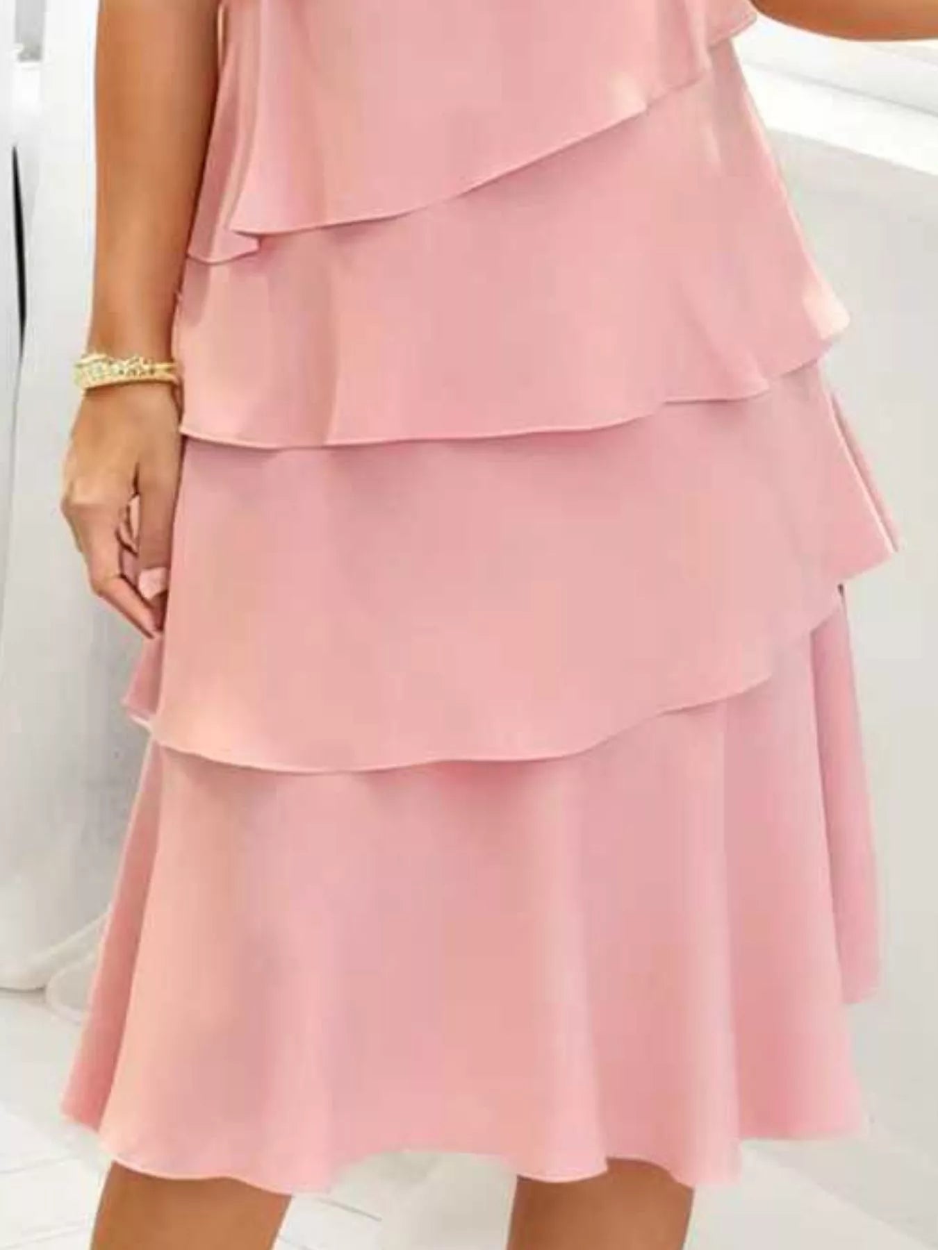 Full Size Ruffled Layered Petal Sleeve Dress Plus Size - MAD RUFFI