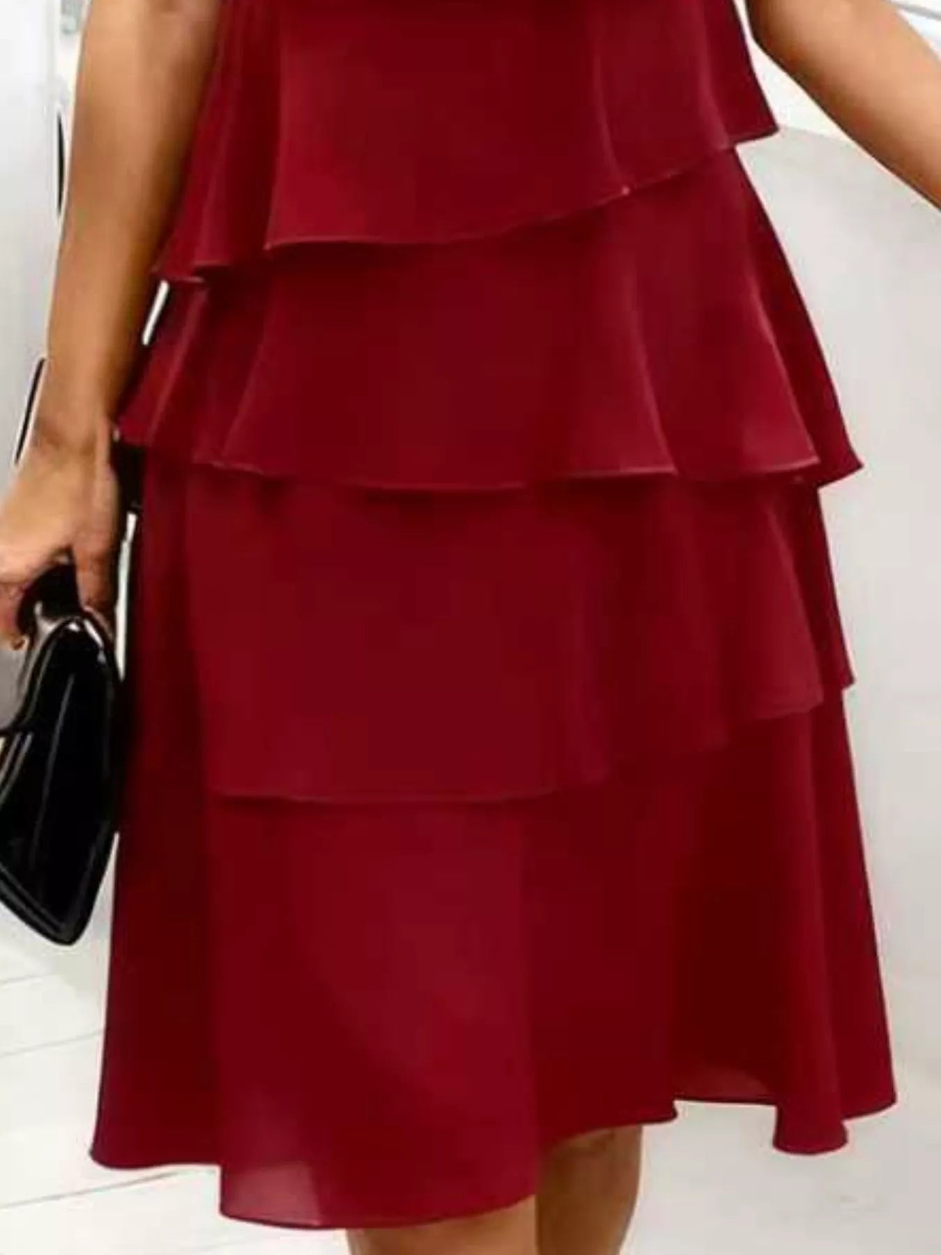 Full Size Ruffled Layered Petal Sleeve Dress Plus Size - MAD RUFFI