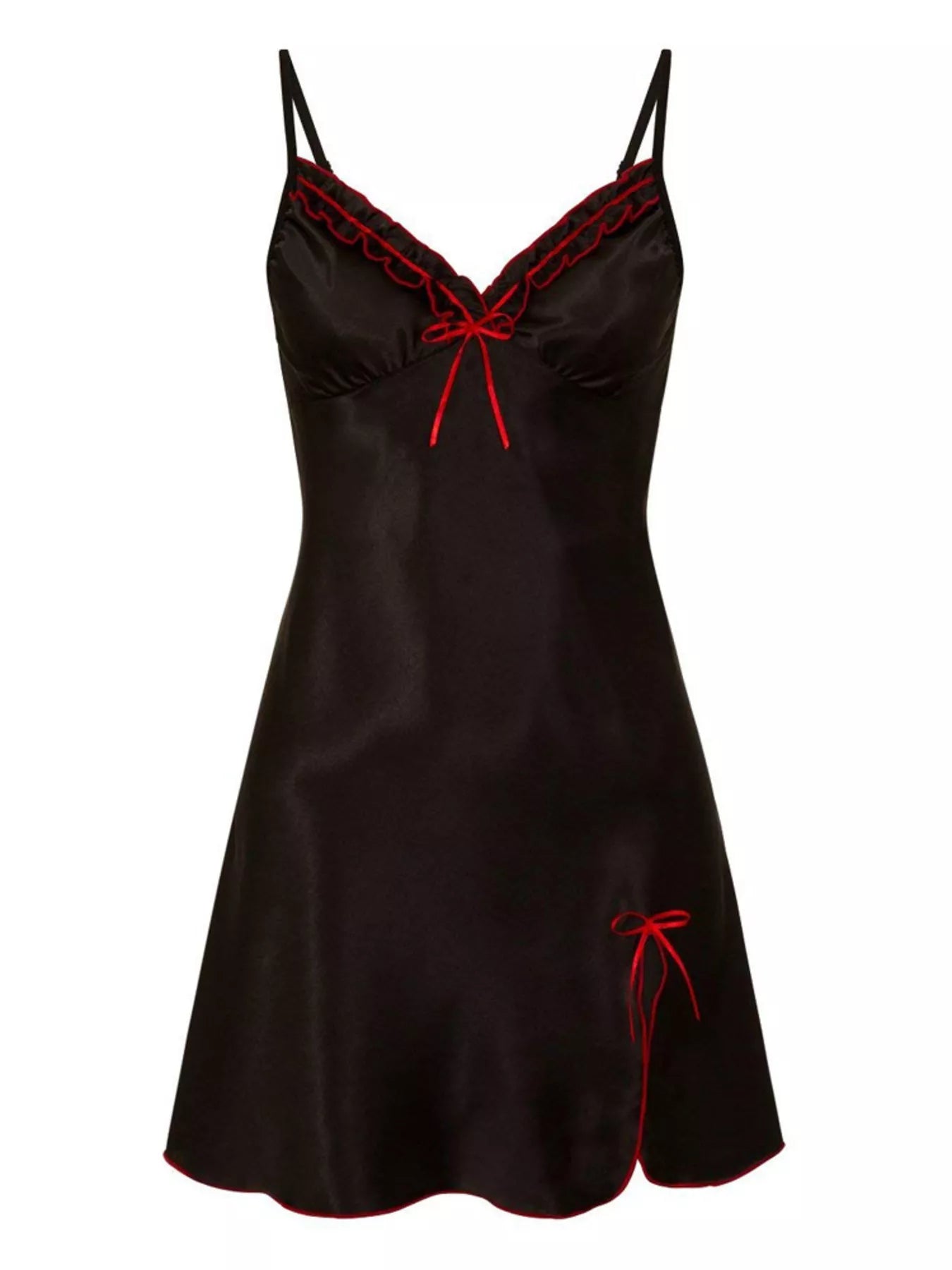 Full Size Satin Lace Trimmed Mini Slip Dress Plus Size - MAD RUFFI