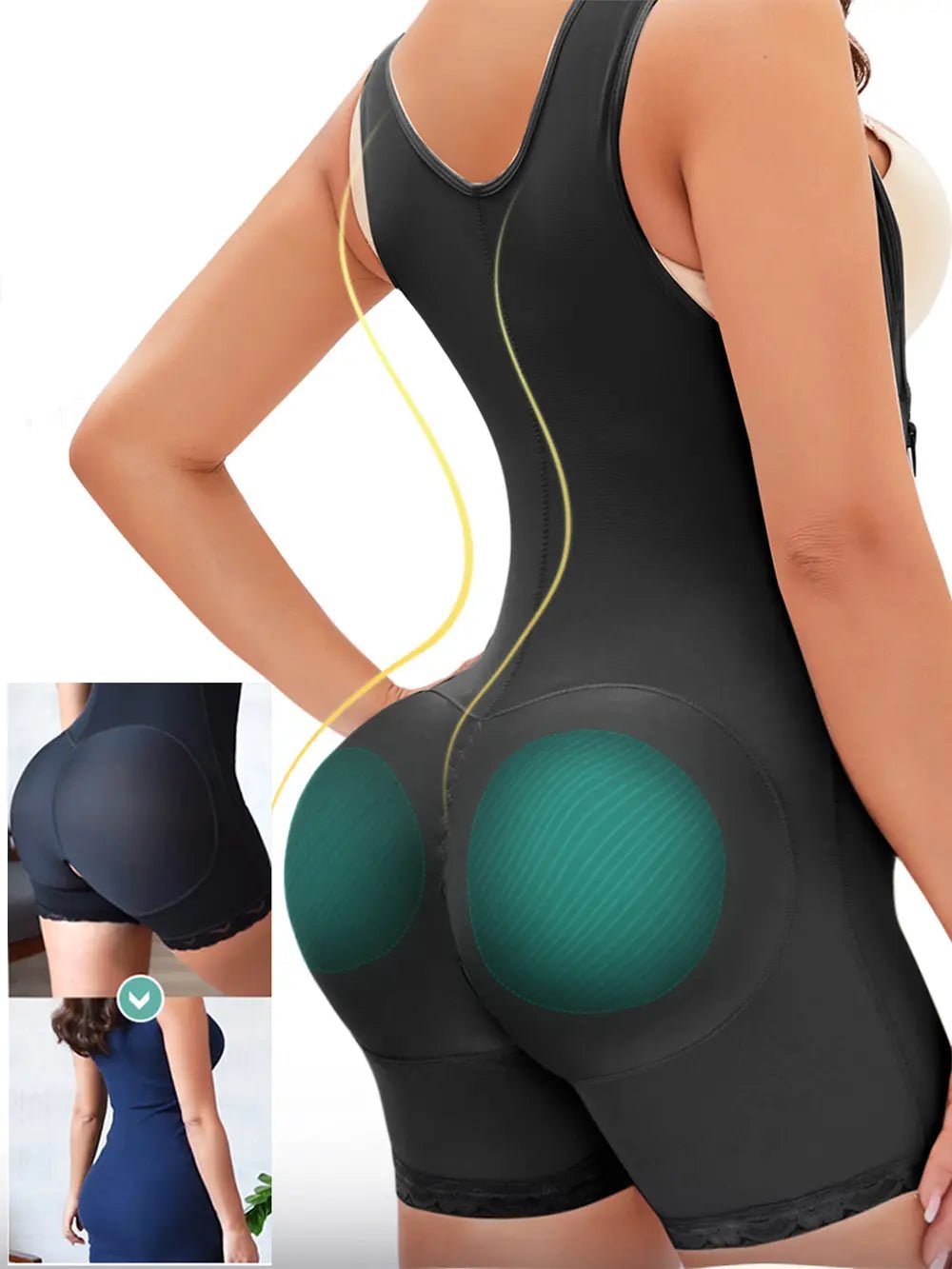 Full Size Side Zip Up Wide Strap Shapewear - MAD RUFFI