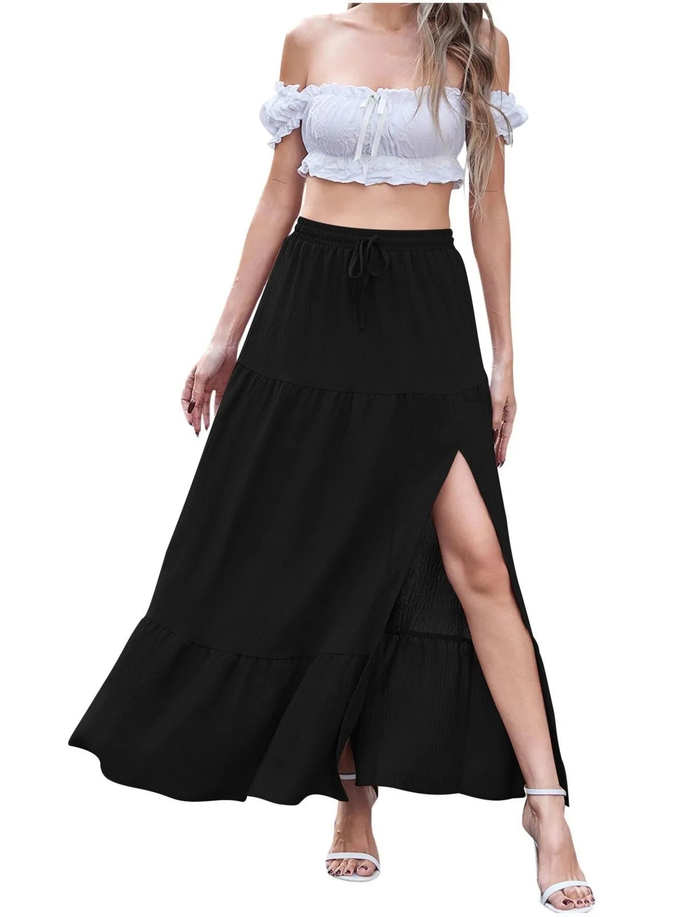 Full Size Slit Maxi Skirt Plus Size - MAD RUFFI