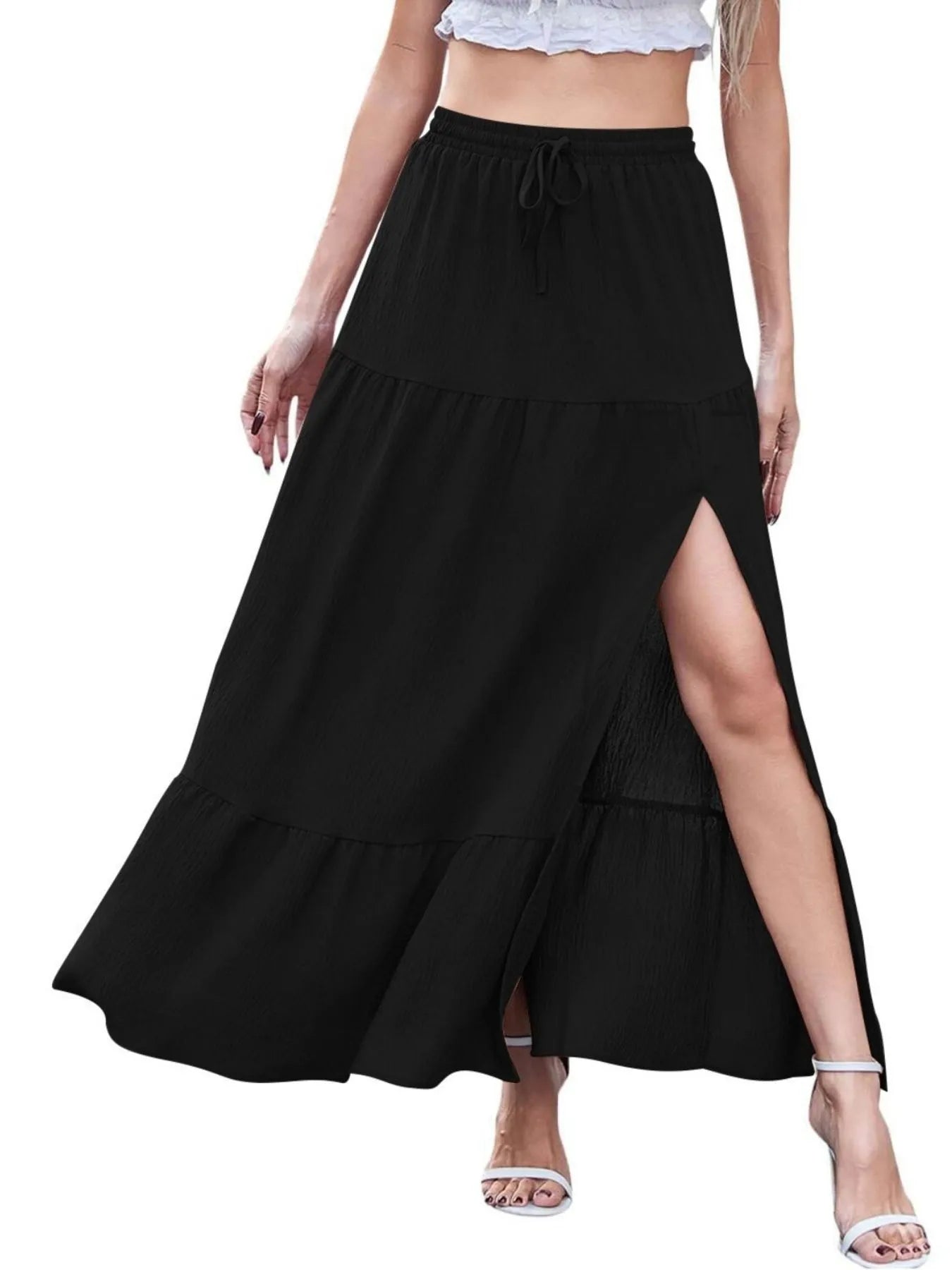Full Size Slit Maxi Skirt Plus Size - MAD RUFFI