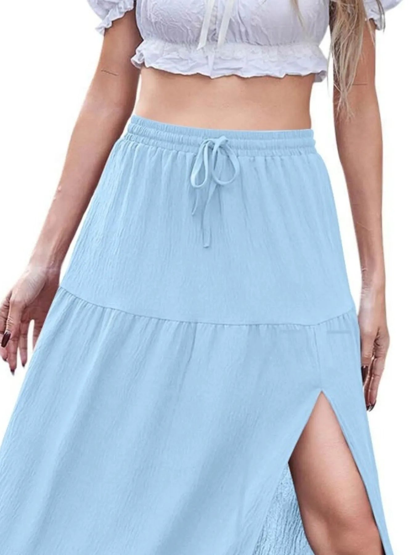 Full Size Slit Maxi Skirt Plus Size - MAD RUFFI