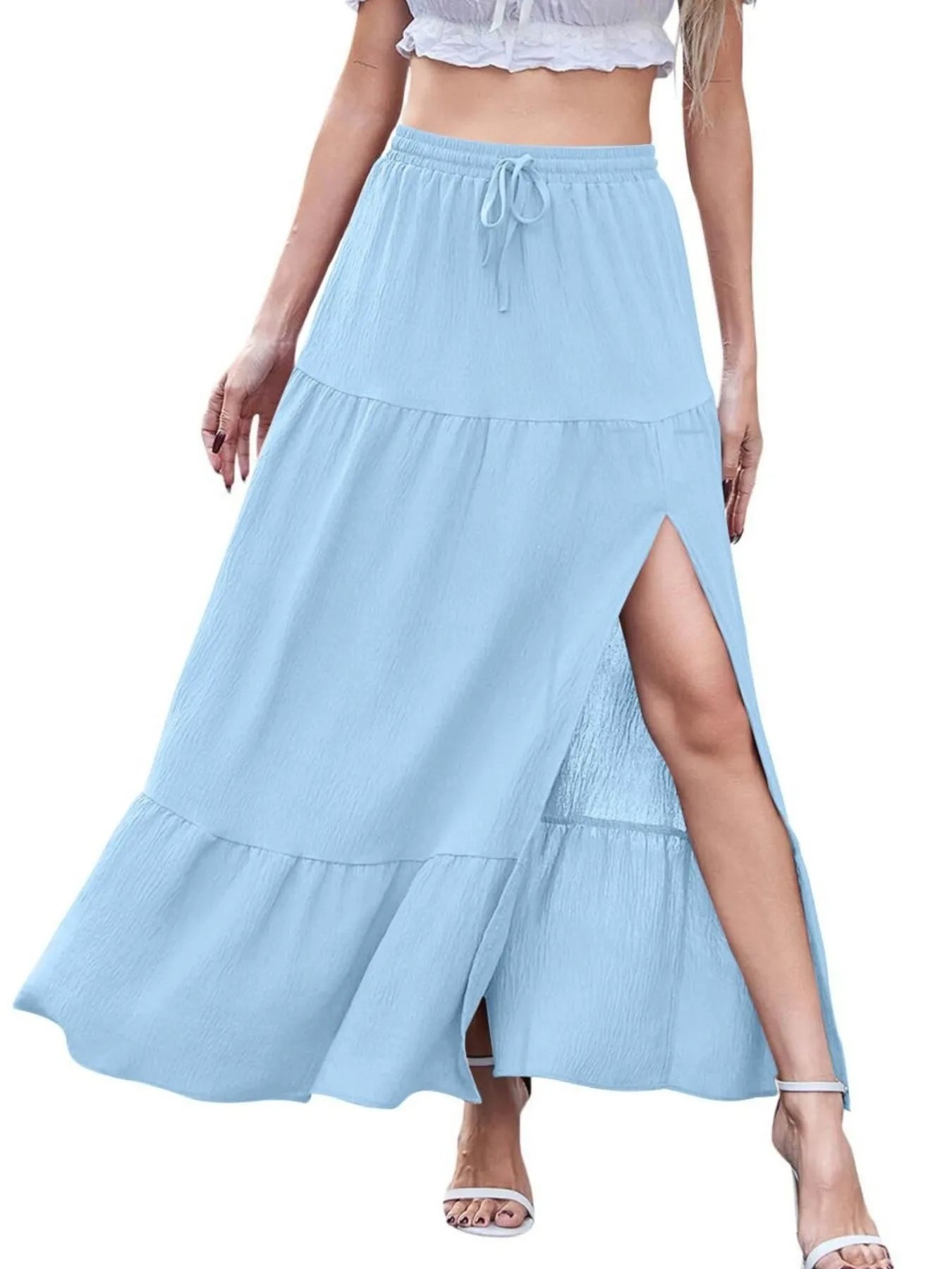 Full Size Slit Maxi Skirt Plus Size - MAD RUFFI