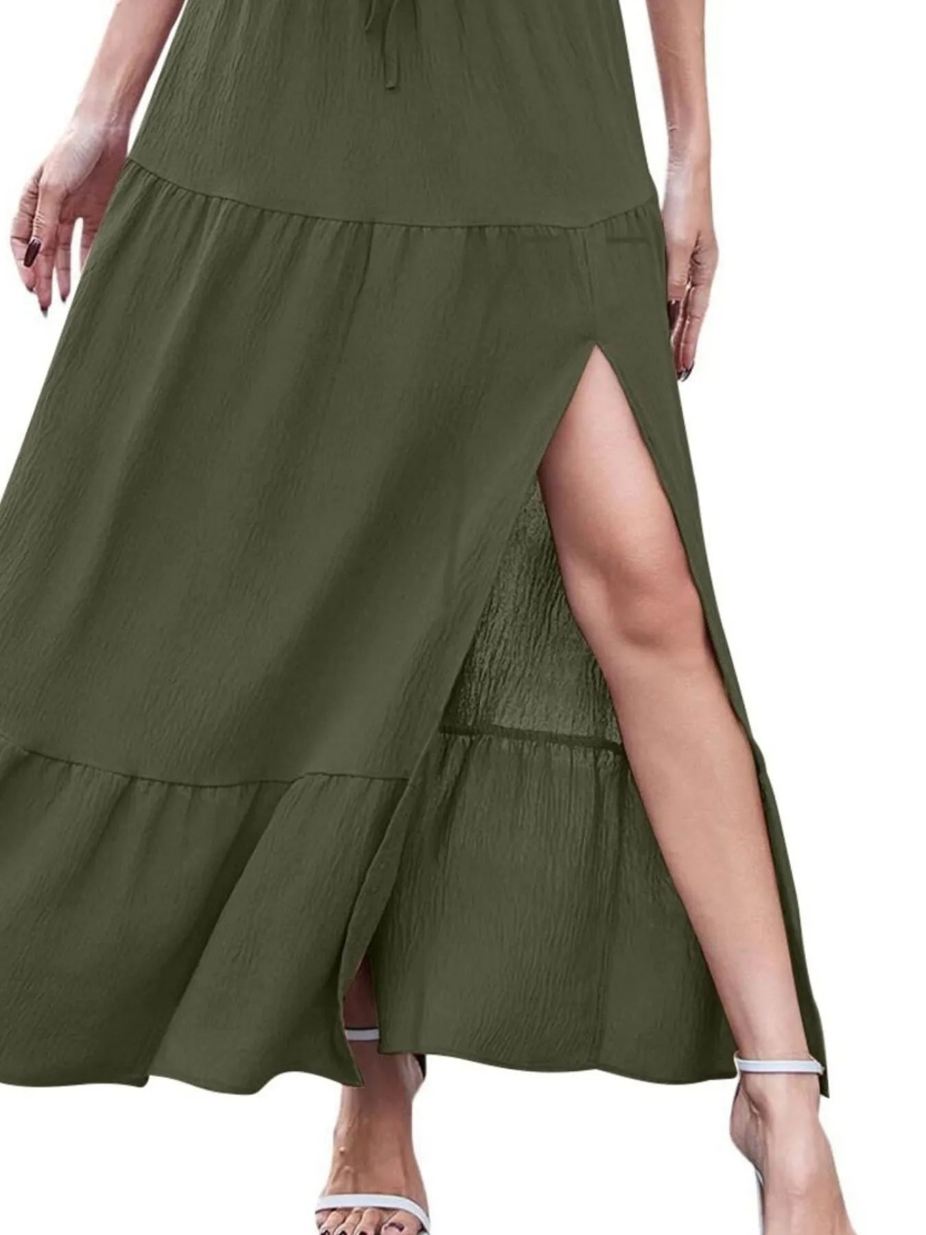 Full Size Slit Maxi Skirt Plus Size - MAD RUFFI