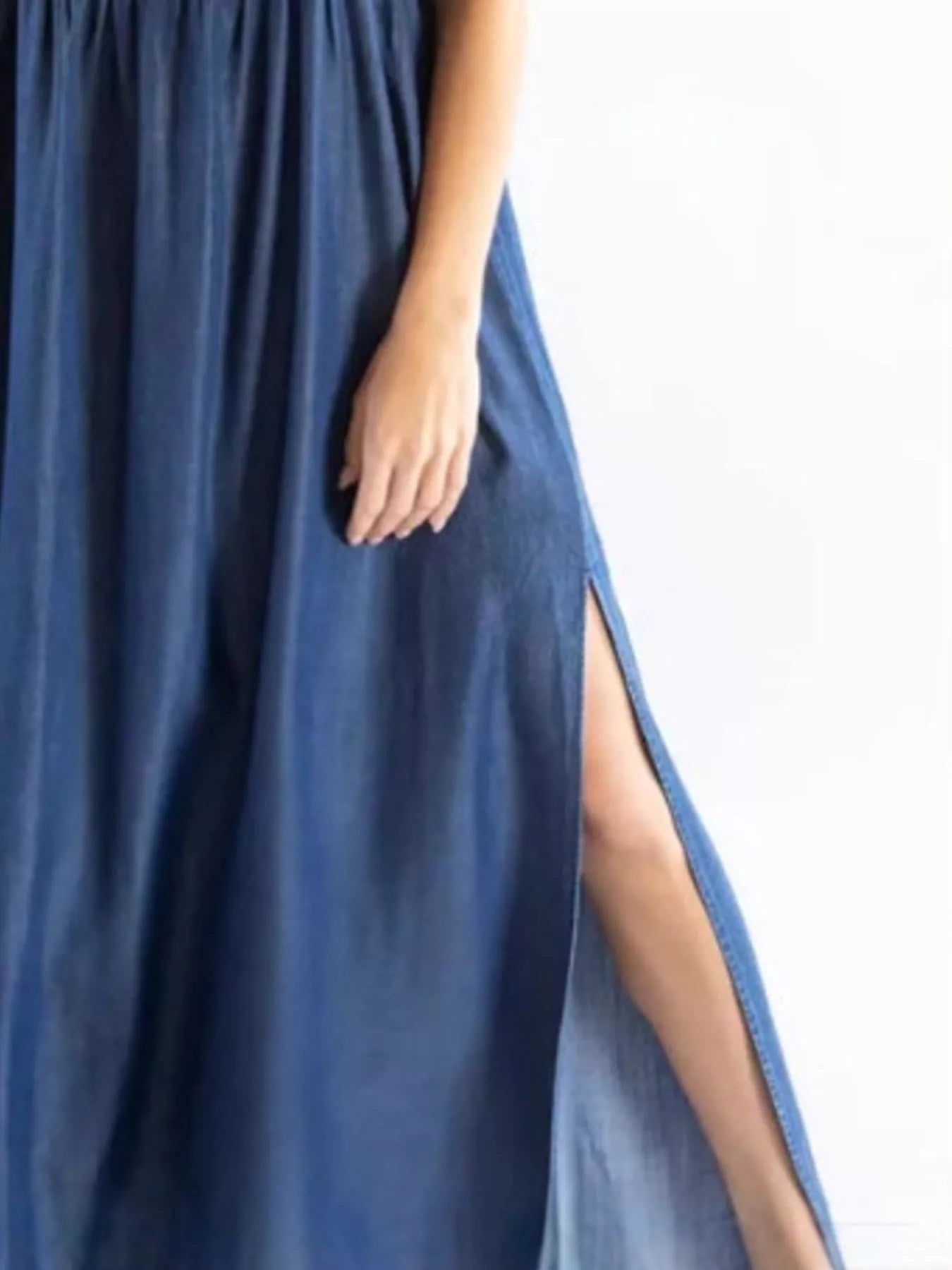 Full Size Square Neck Cami Dress with Side Slit Plus Size - MAD RUFFI