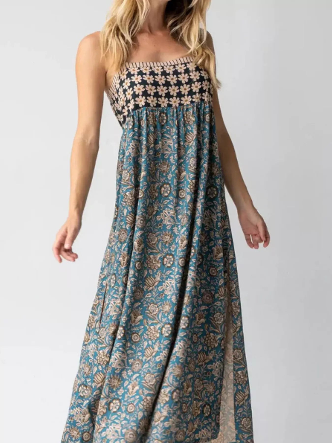 Full Size Square Neck Cami Dress with Side Slit Plus Size - MAD RUFFI