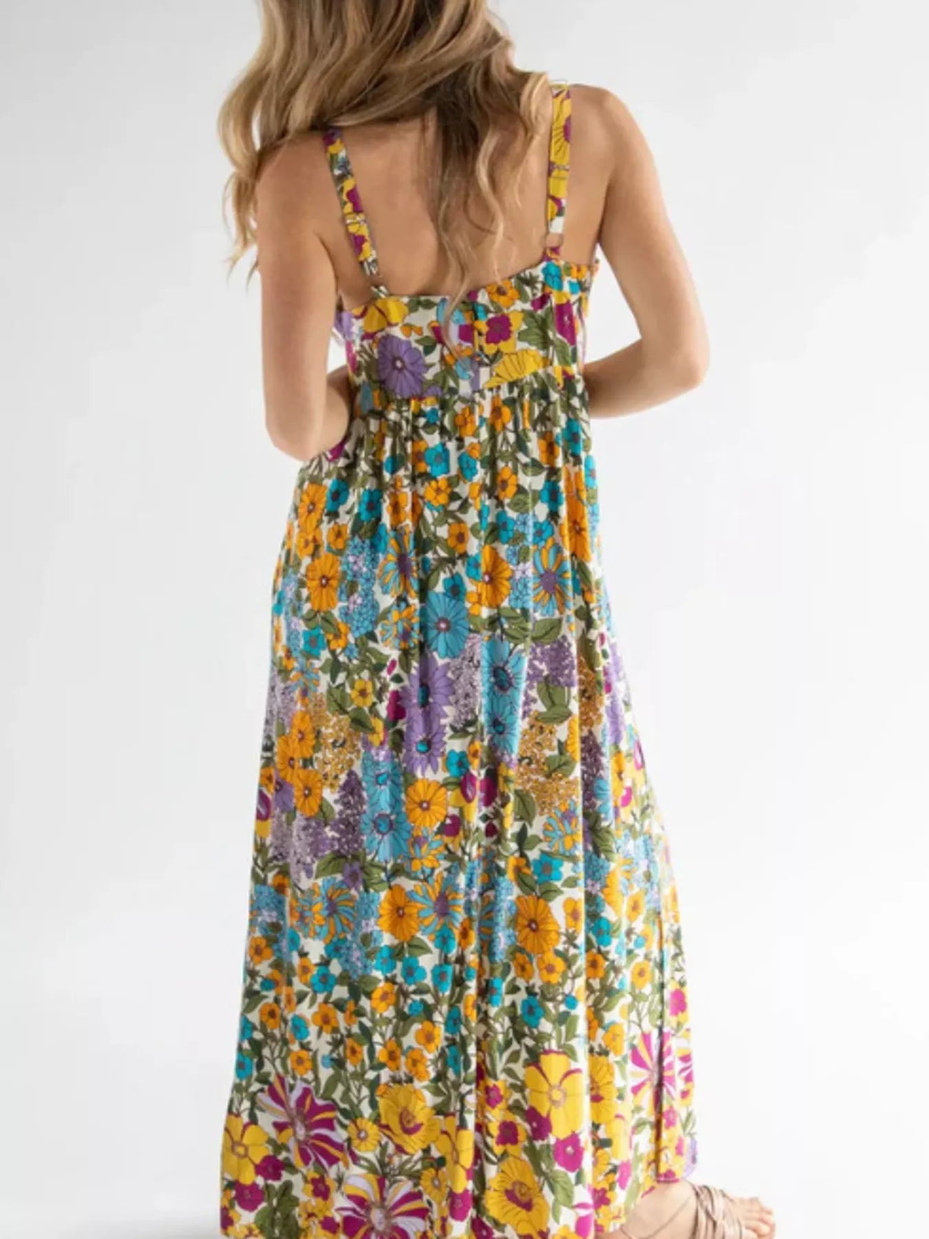 Full Size Square Neck Cami Dress with Side Slit Plus Size - MAD RUFFI