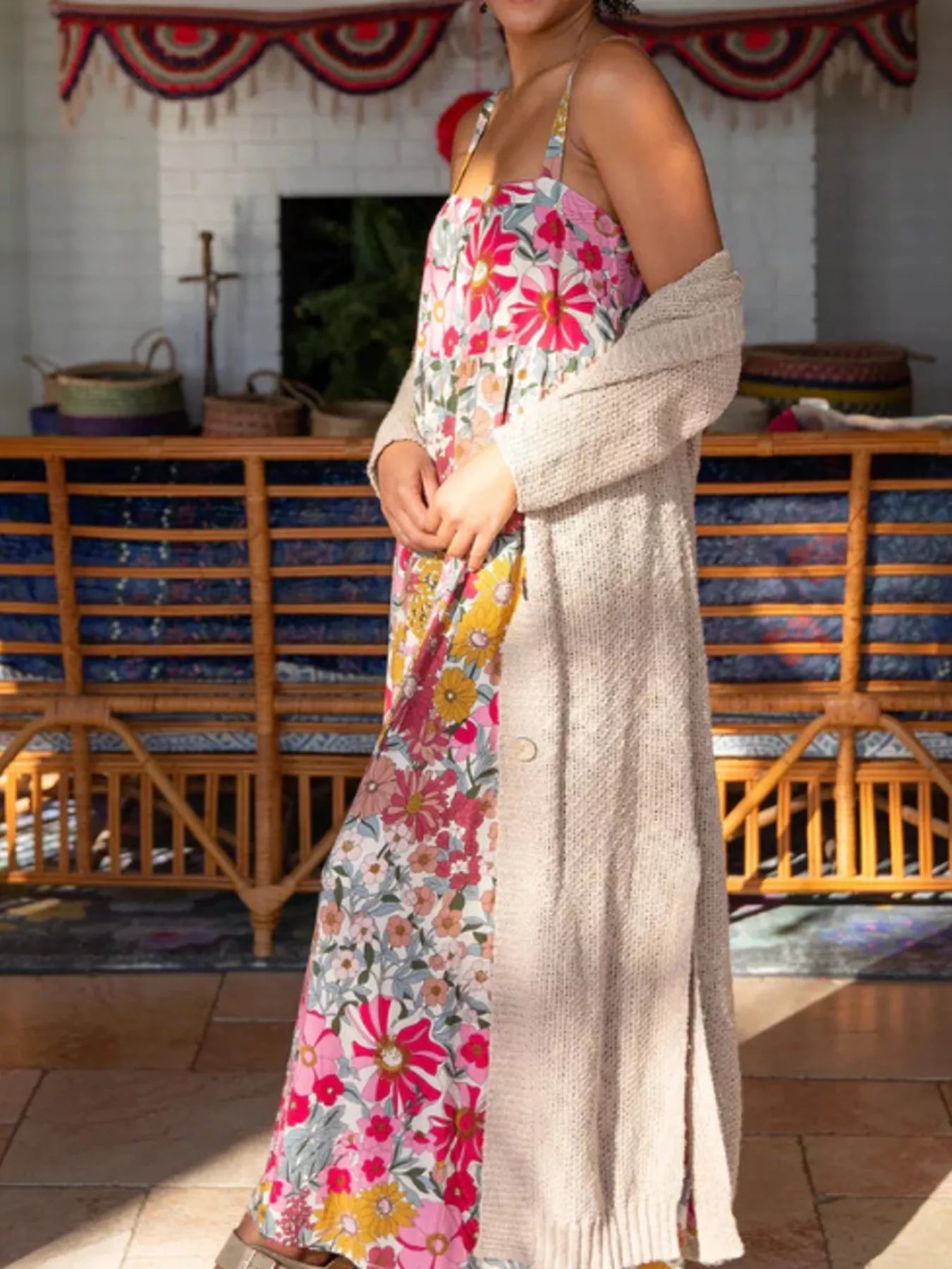 Full Size Square Neck Cami Dress with Side Slit Plus Size - MAD RUFFI