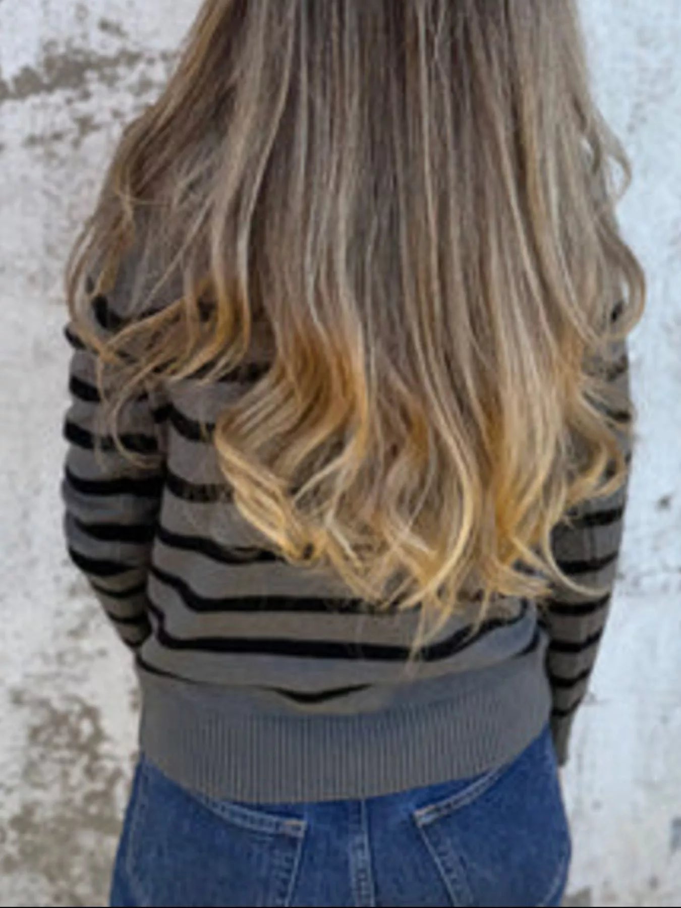 Full Size Striped Turtleneck Long Sleeve Sweater Plus Size - MAD RUFFI