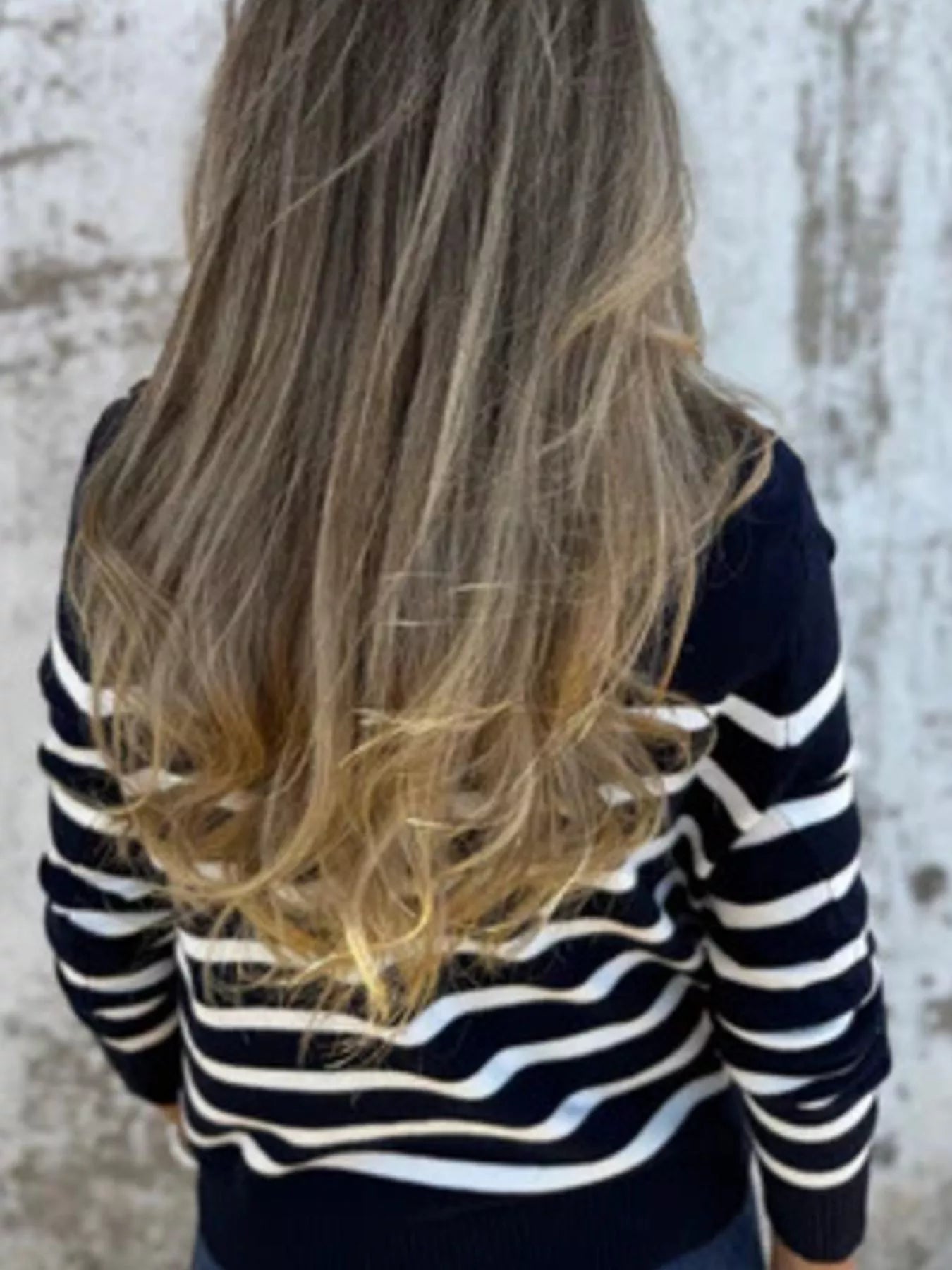 Full Size Striped Turtleneck Long Sleeve Sweater Plus Size - MAD RUFFI