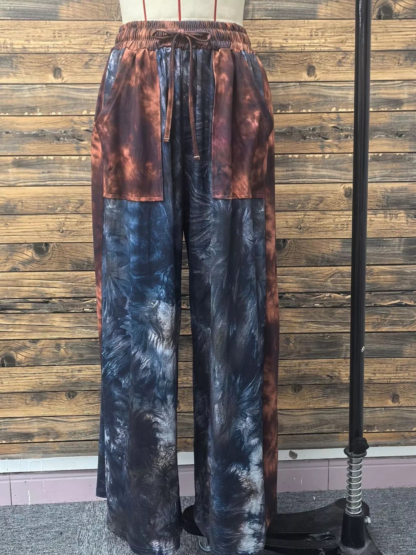 Full Size Tie - Dye Wide Leg Casual Pants Plus Size - MAD RUFFI