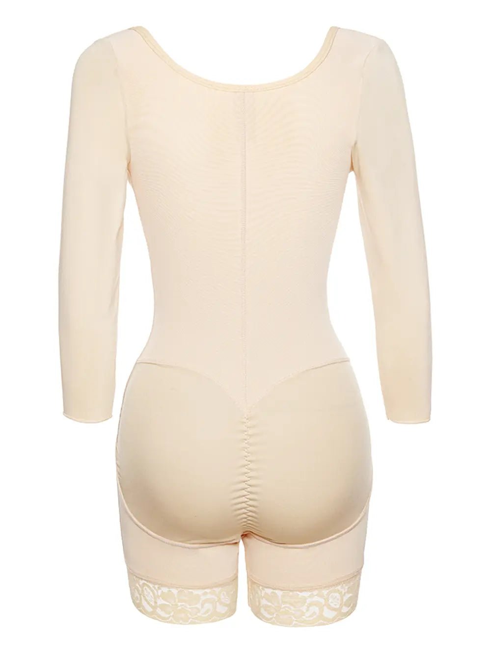 Full Size Zip Up Lace Detail Long Sleeve Shapewear - MAD RUFFI