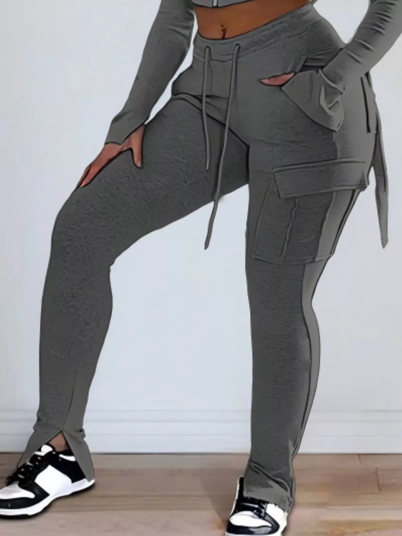 Full Size Zip Up Long Sleeve Hooded Top and Cargo Pants Set Plus Size - MAD RUFFI