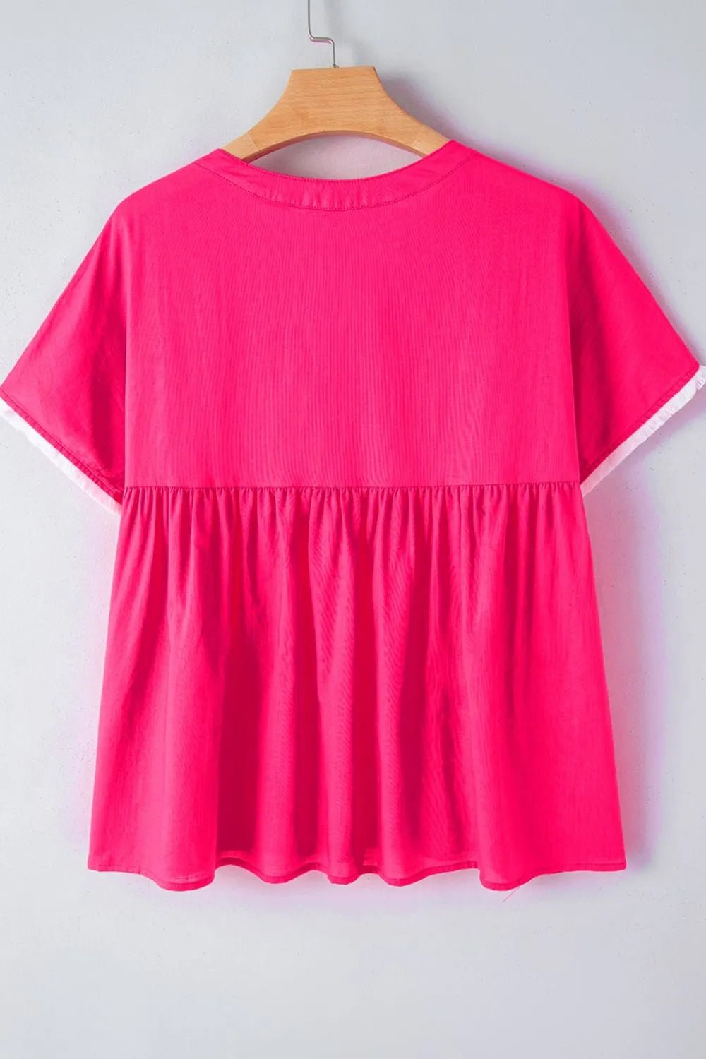 Geometric Embroidered Tassel Tie Neck Blouse - MAD RUFFI