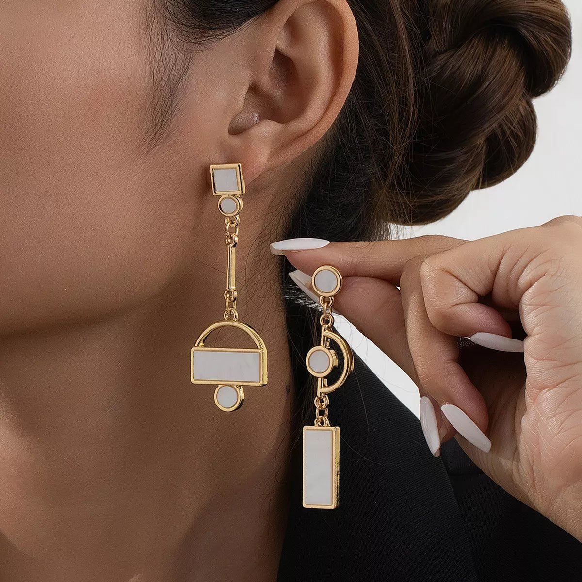 Geometric Gold Chain Drop Earrings - MAD RUFFI