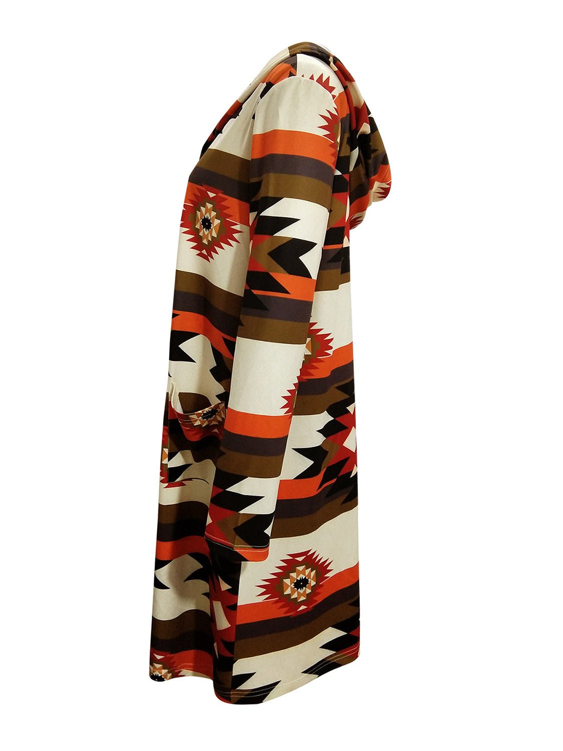 Geometric Hooded Cardigan with Pockets - MAD RUFFI