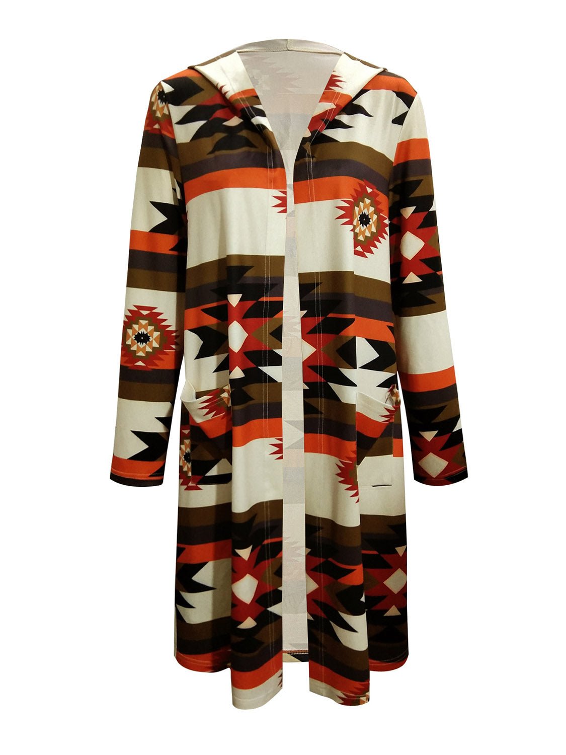 Geometric Hooded Cardigan with Pockets - MAD RUFFI