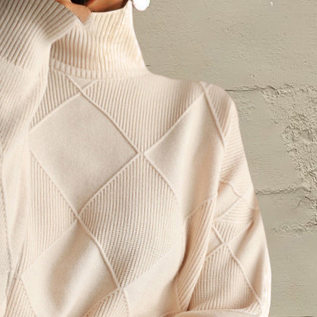 Geometric Turtleneck Long Sleeve Sweater - MAD RUFFI