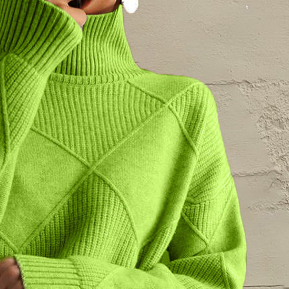 Geometric Turtleneck Long Sleeve Sweater - MAD RUFFI