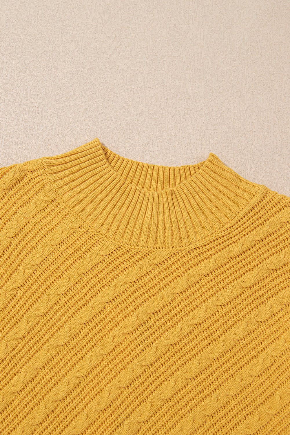 Ginger Solid Color Textured Knit High Neck Drop Shoulder Sweater - MAD RUFFI