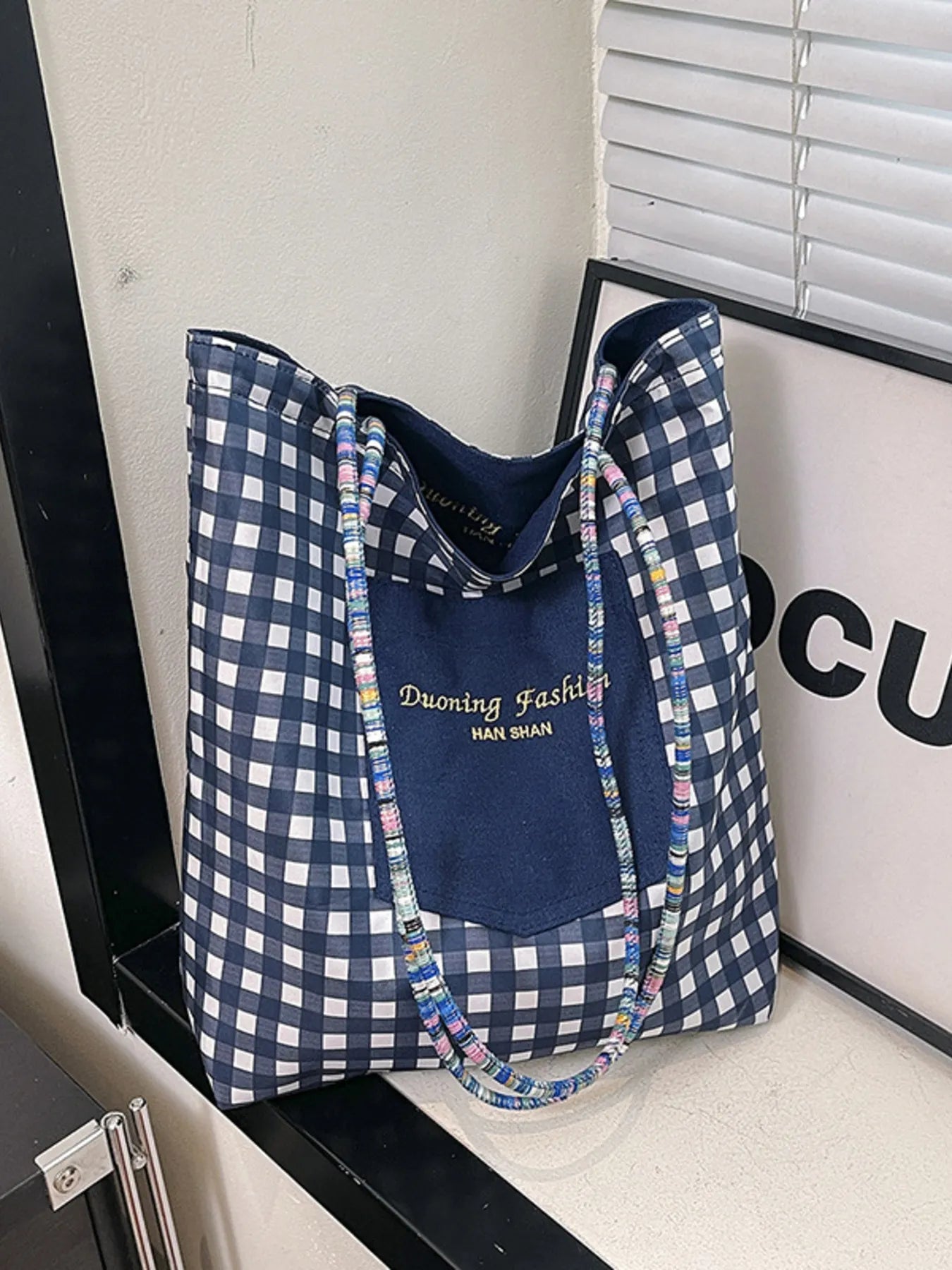 Gingham Pattern Tote Bag - MAD RUFFI
