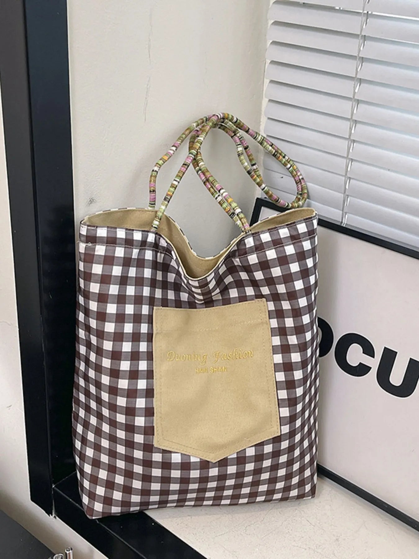 Gingham Pattern Tote Bag - MAD RUFFI