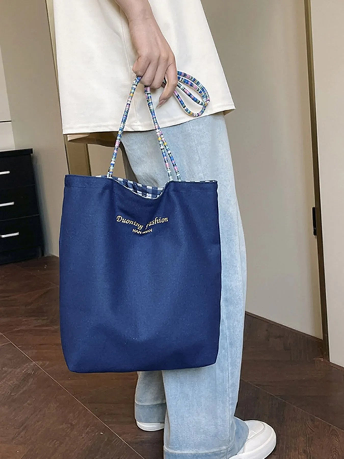 Gingham Pattern Tote Bag - MAD RUFFI