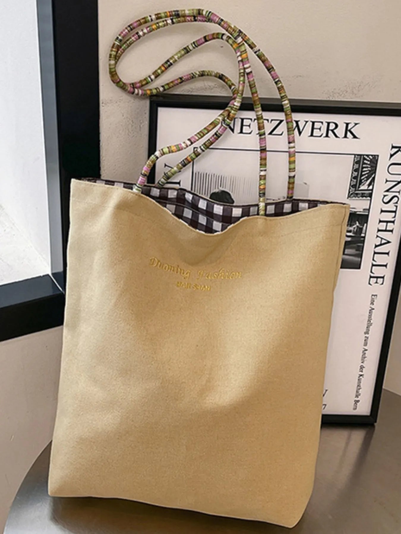 Gingham Pattern Tote Bag - MAD RUFFI