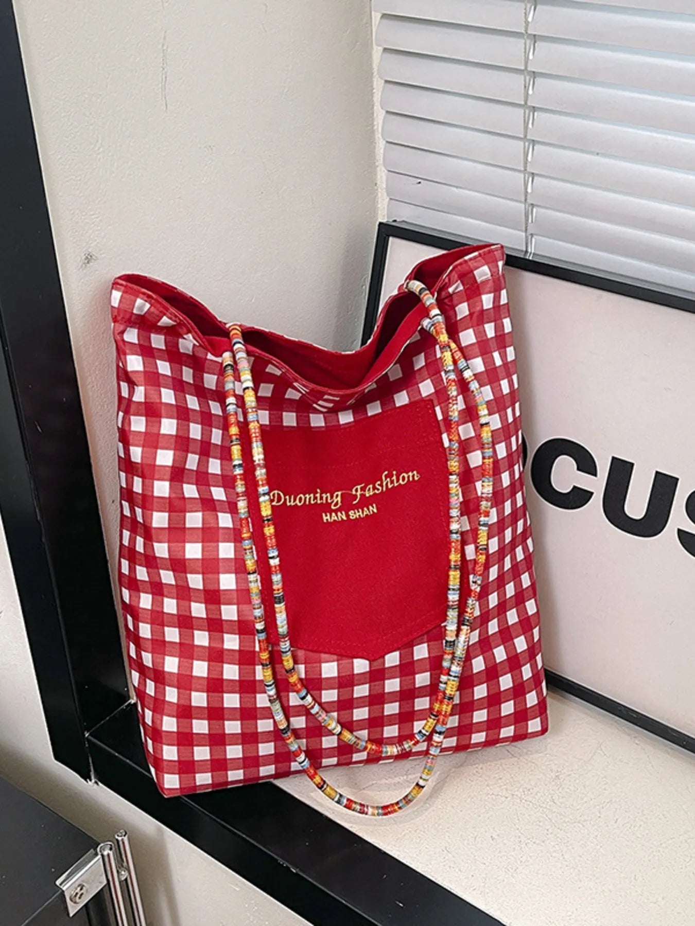 Gingham Pattern Tote Bag - MAD RUFFI