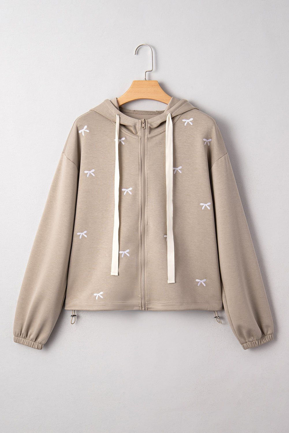 Goat Bow Embroidered Zip Up Hoodie - MAD RUFFI