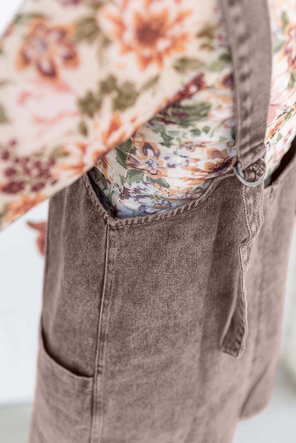 Goat Vintage Washed Denim V Neck Suspender Mini Dress - MAD RUFFI