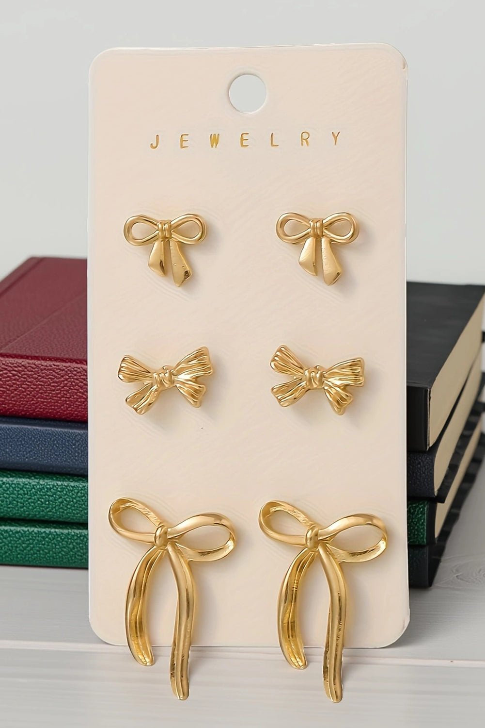 Gold 3 Pairs Bow Shape Stud Earrings Set - MAD RUFFI