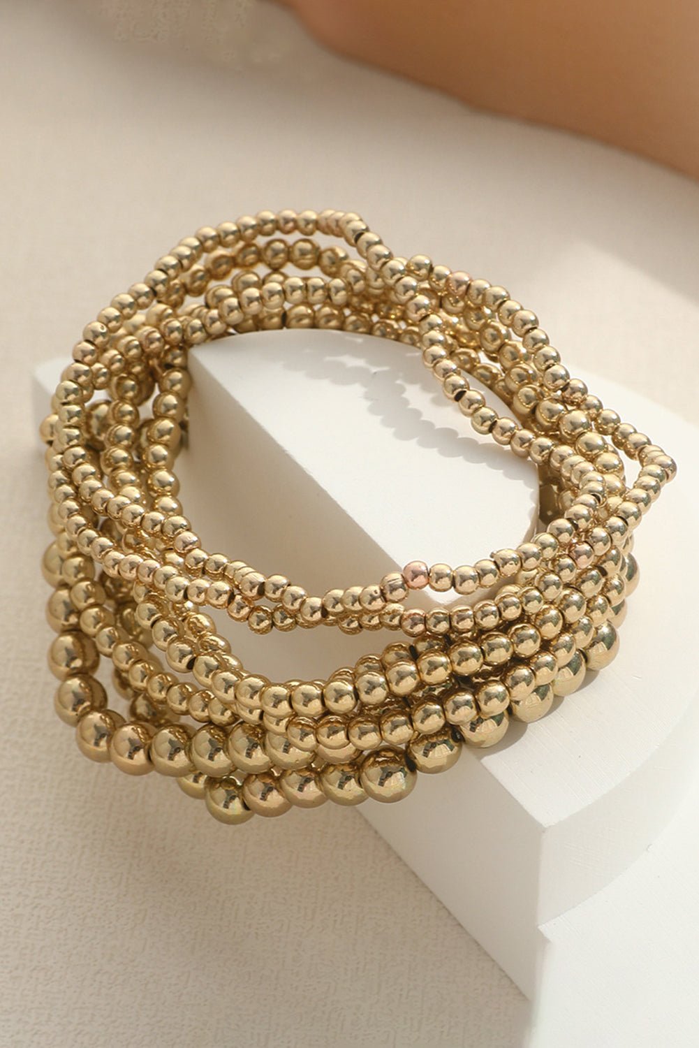 Gold 7pcs Minimalist Beaded Luxury Bracelet Set - MAD RUFFI