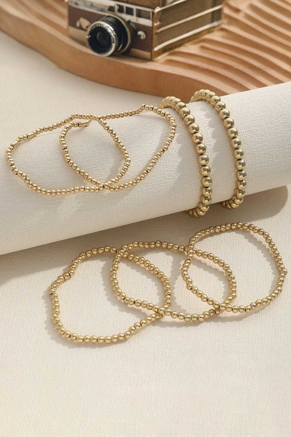 Gold 7pcs Minimalist Beaded Luxury Bracelet Set - MAD RUFFI
