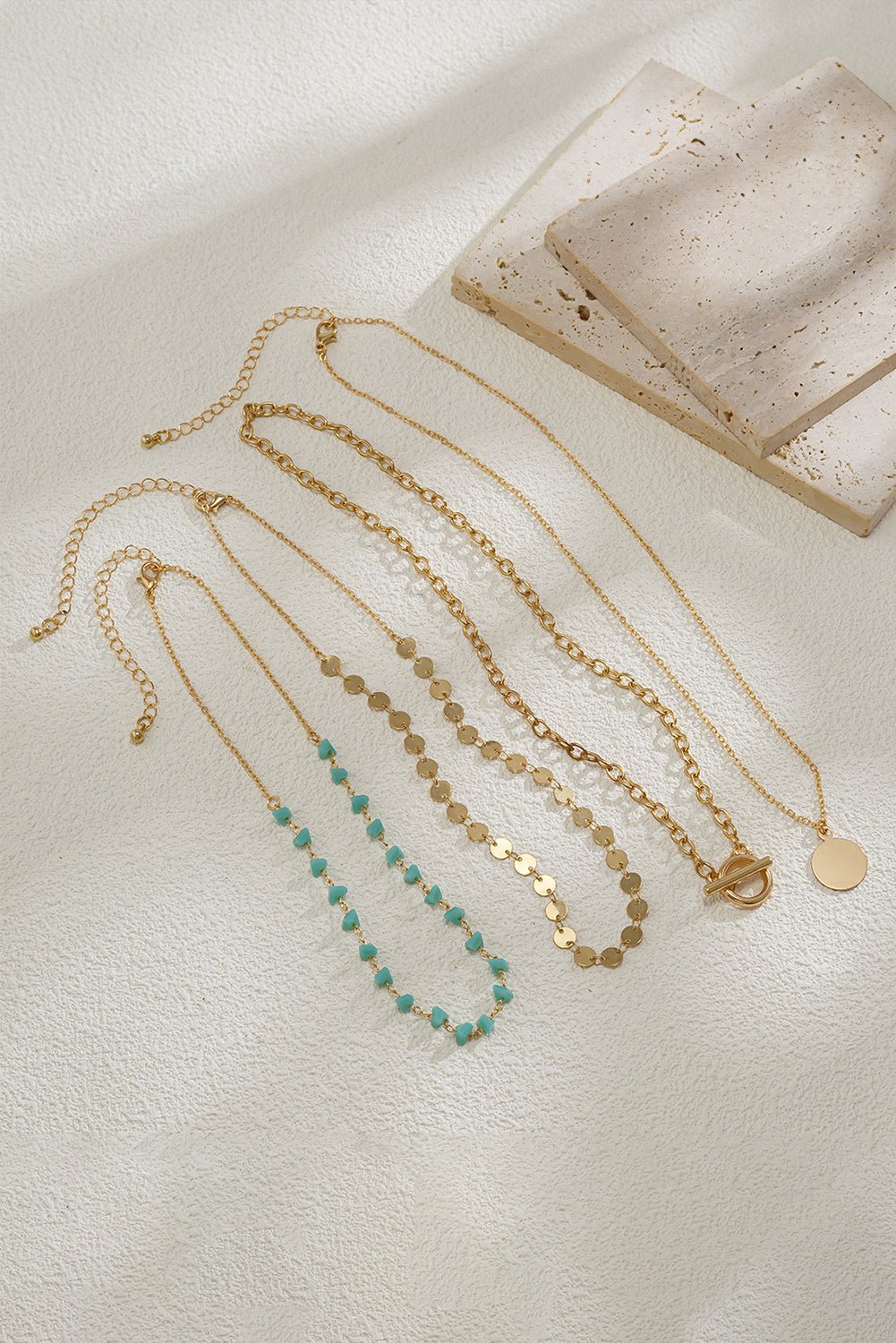 Gold Boho Circle Pendant Multi - Layered Necklace Set - MAD RUFFI