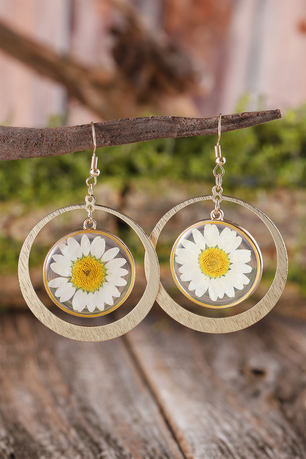 Gold Boho Daisy Dangle Earrings - MAD RUFFI