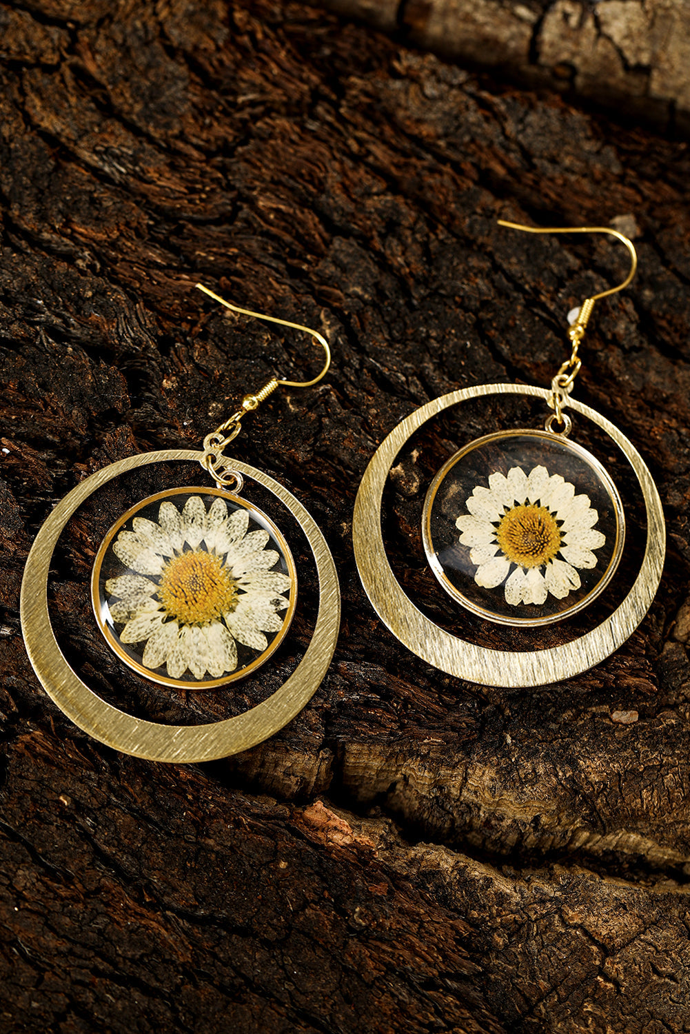 Gold Boho Daisy Dangle Earrings - MAD RUFFI