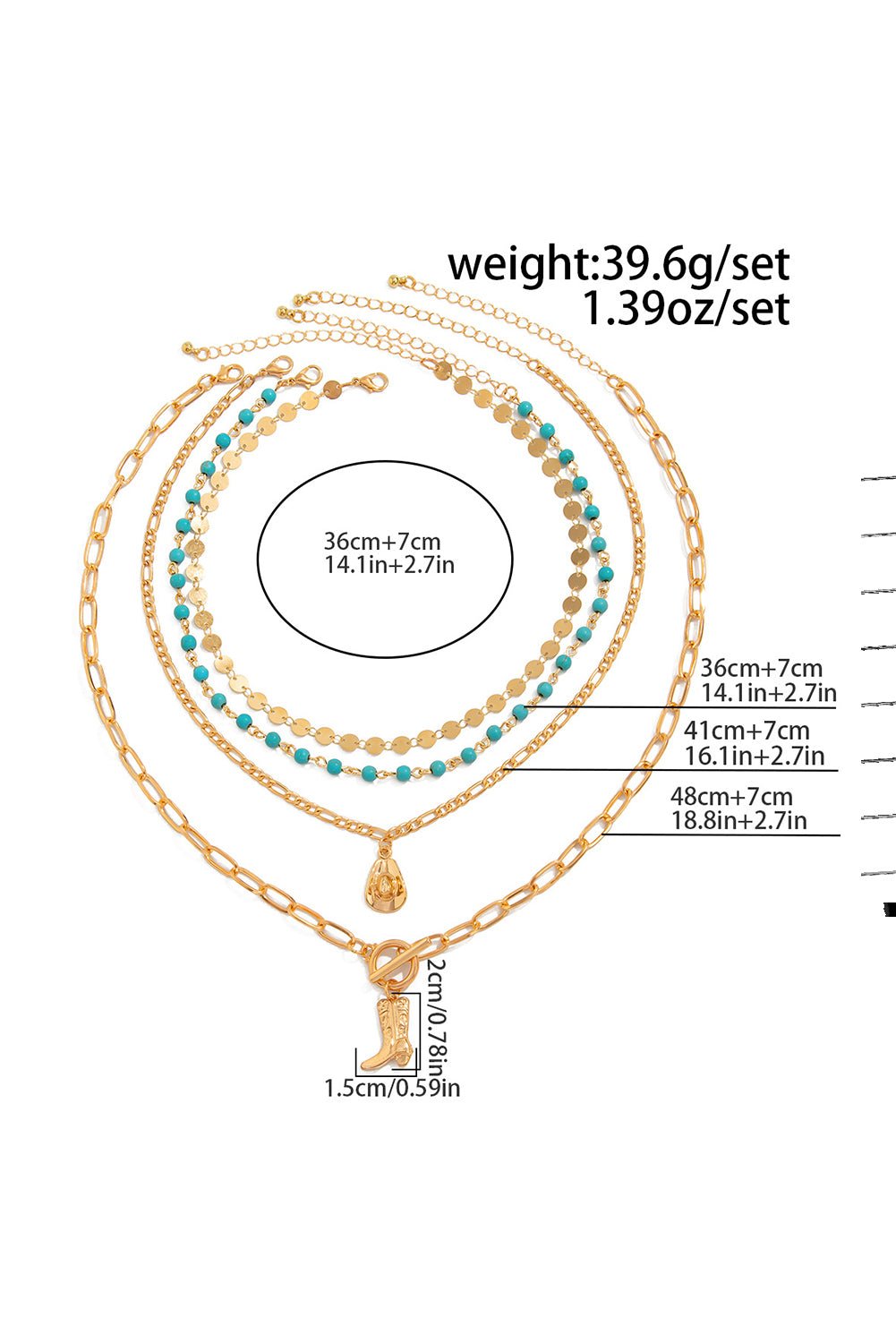 Gold Boot Pendant Turquoise Necklace Set - MAD RUFFI