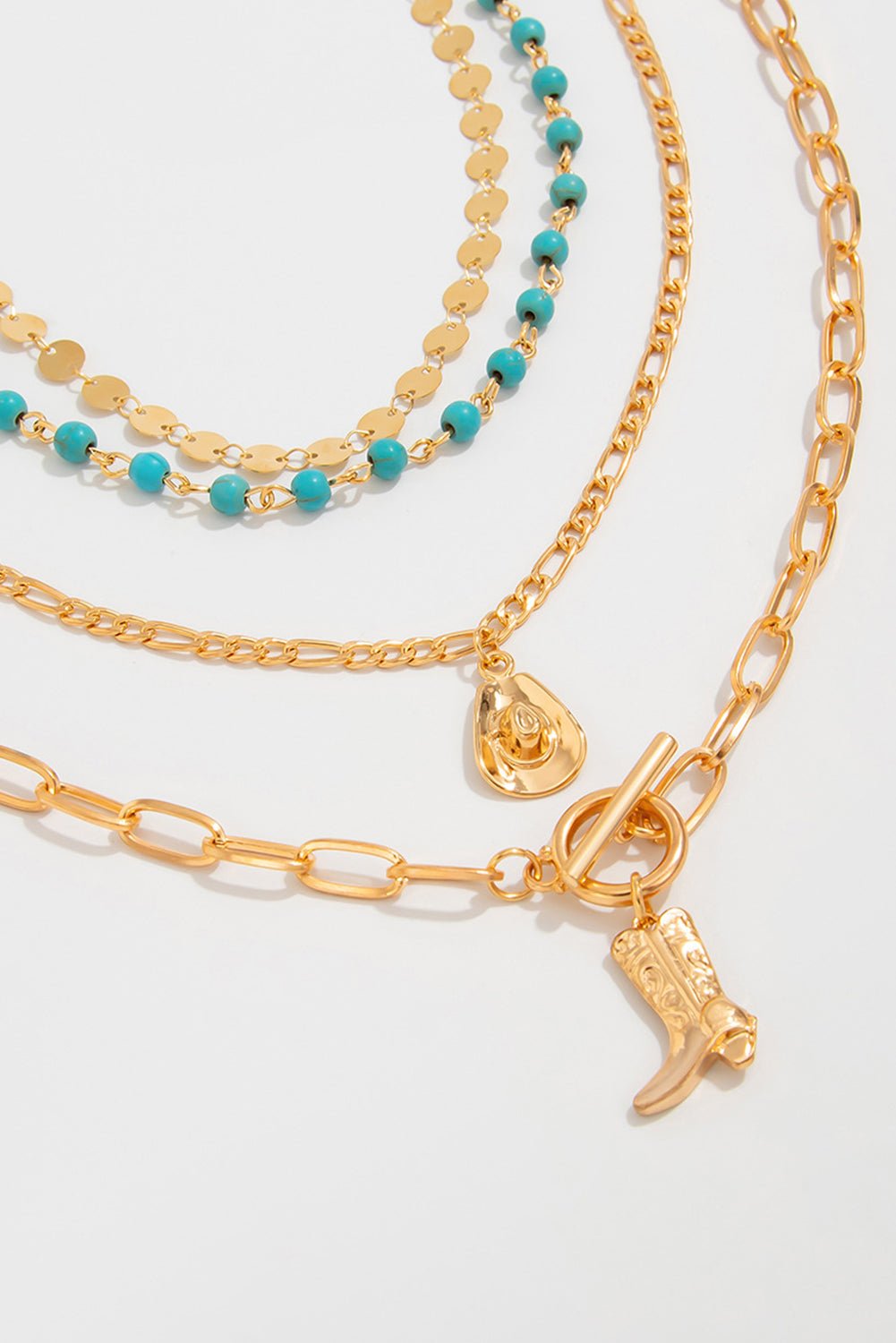 Gold Boot Pendant Turquoise Necklace Set - MAD RUFFI