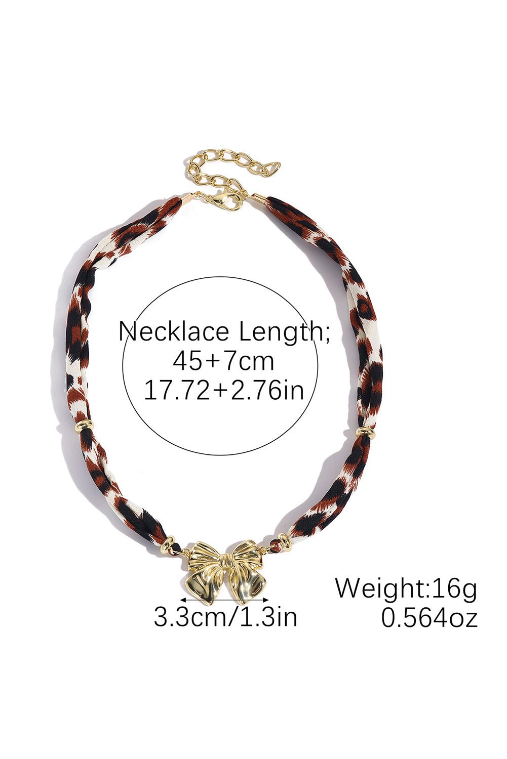 Gold Bowknot Pendant Leopard Scarf Necklace - MAD RUFFI