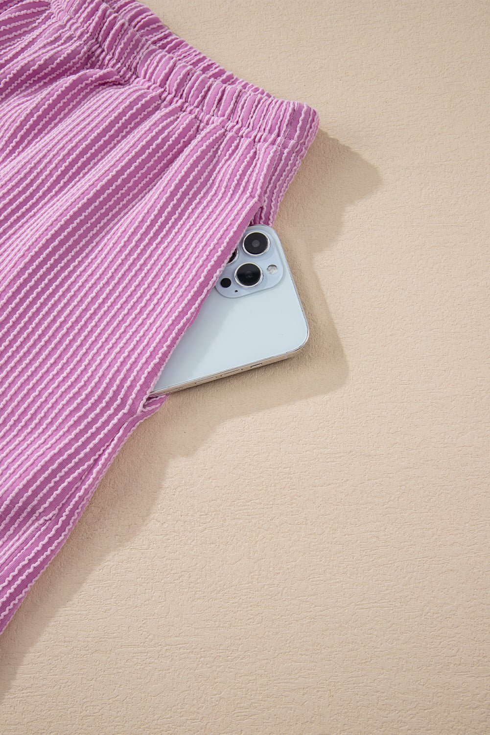 Gold Flame Corded Long Sleeve Top and High Waist Shorts Set - MAD RUFFI