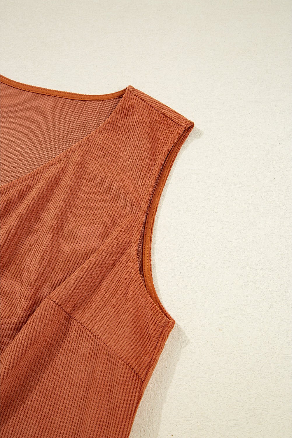 Gold Flame Corduroy Embroidered Patch Pocket Sleeveless Mini Dress - MAD RUFFI